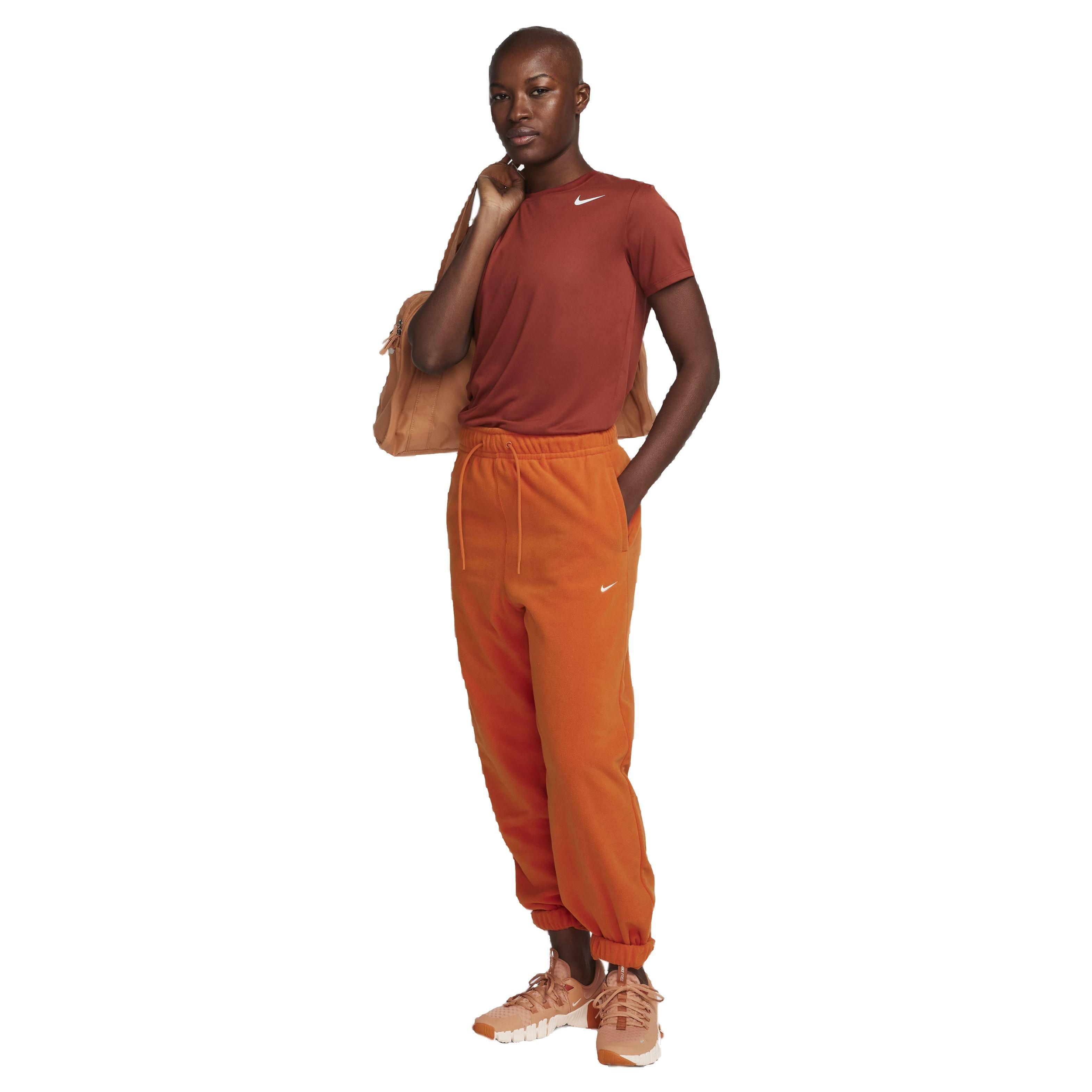 Nike Women's Therma-FIT One Loose Fleece Pants - ORANGE Thumbnail View 5