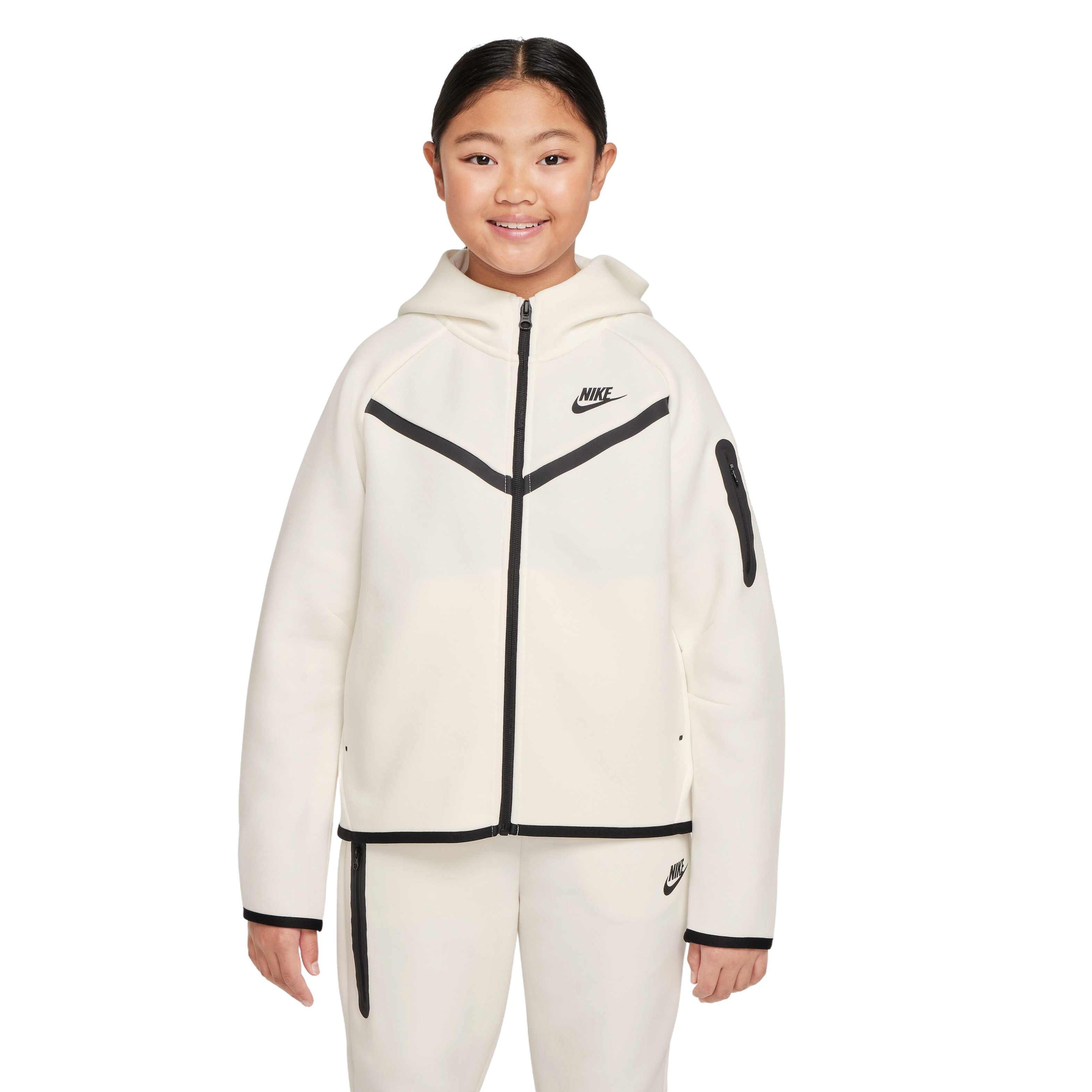 トップス Nike tech fleece jacket white Nike Sportswear Tech Fleece Big Girls' Hooded Full-Zip - Black