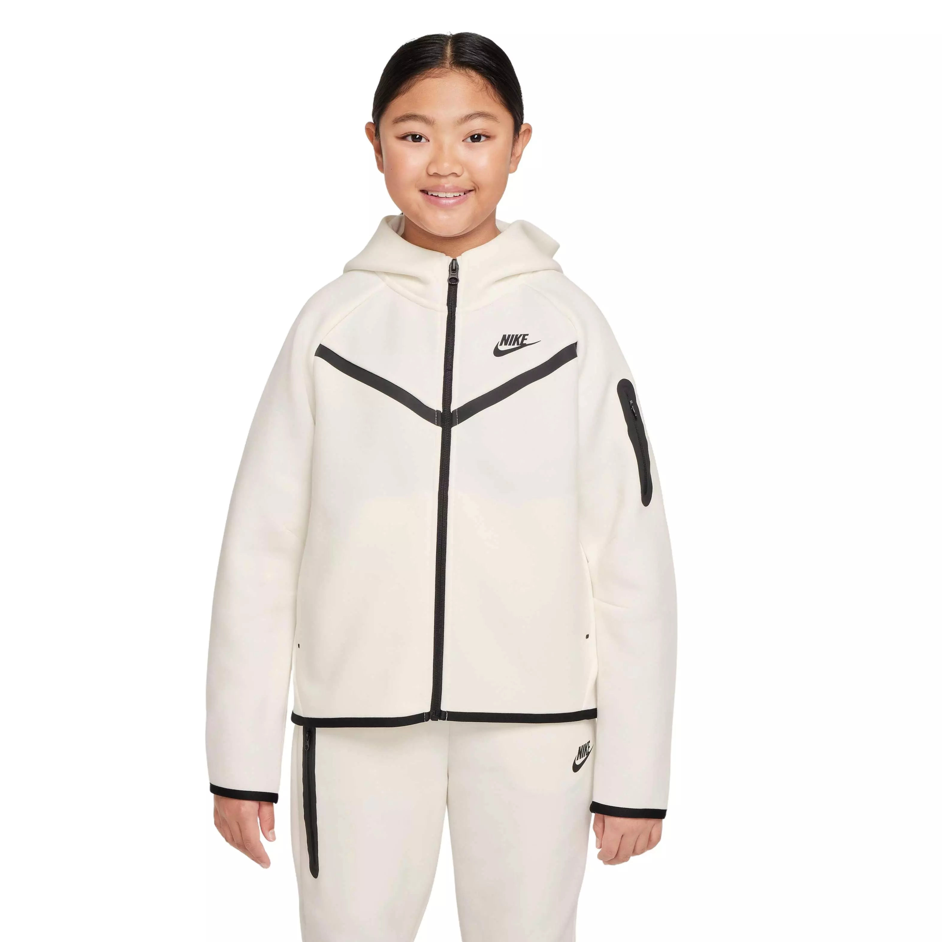 Nike Big Girls' Sportswear Tech Fleece Full-Zip Jacket - WHITE