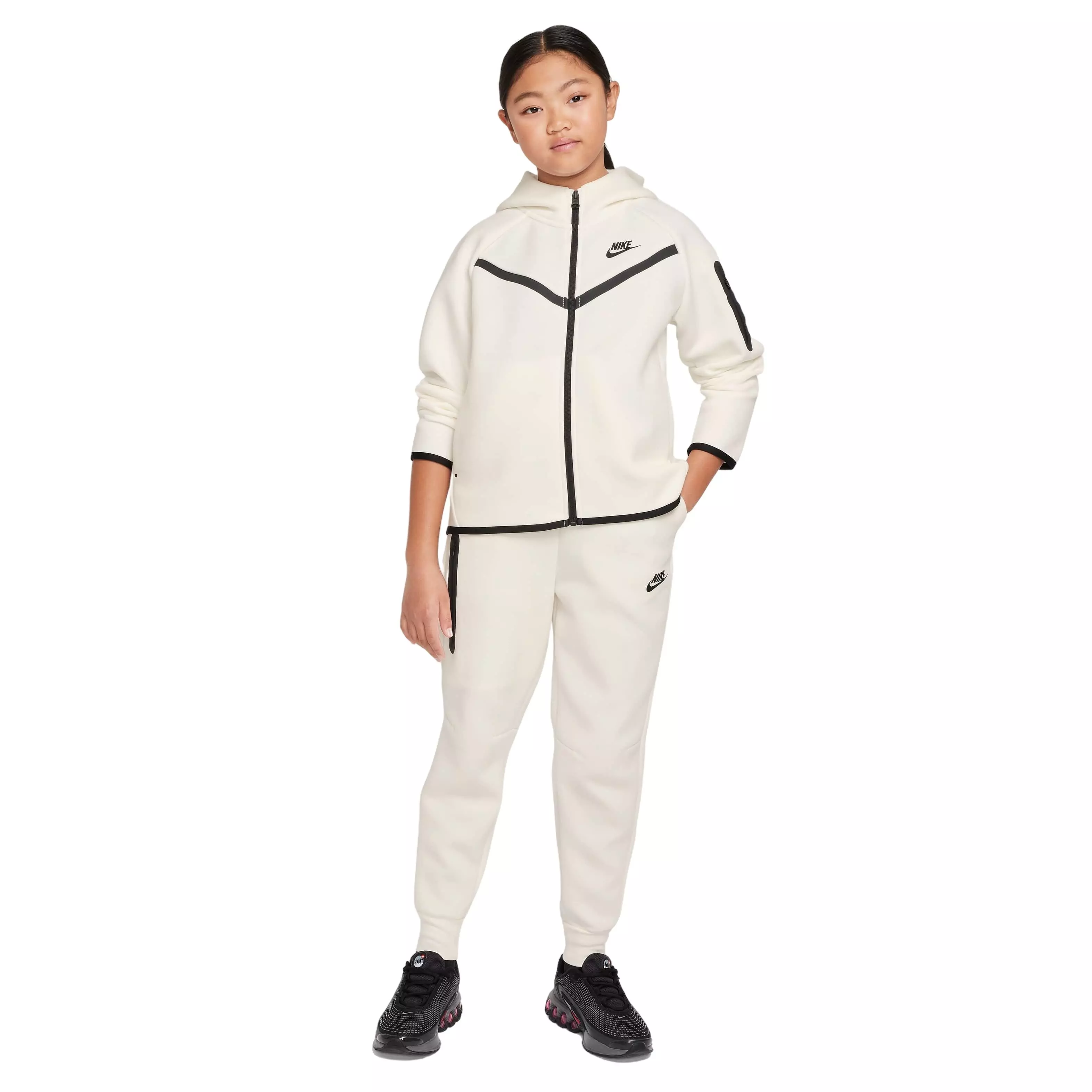 Nike Big Girls' Sportswear Tech Fleece Full-Zip Jacket - WHITE