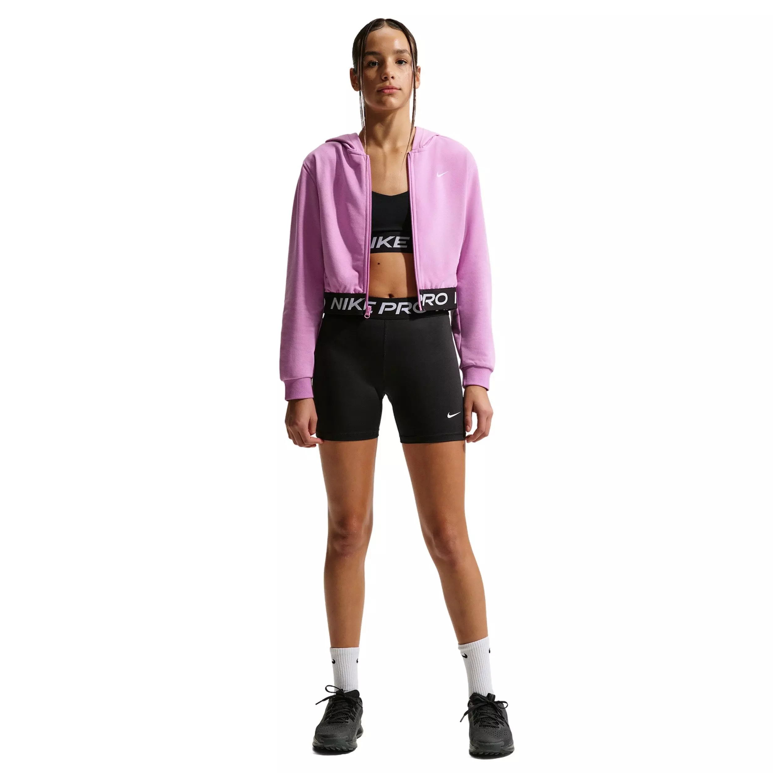 Nike Big Girls' Pro Fleece Dri-FIT Full-Zip Jacket -Lt Magenta - LT MAGENTA