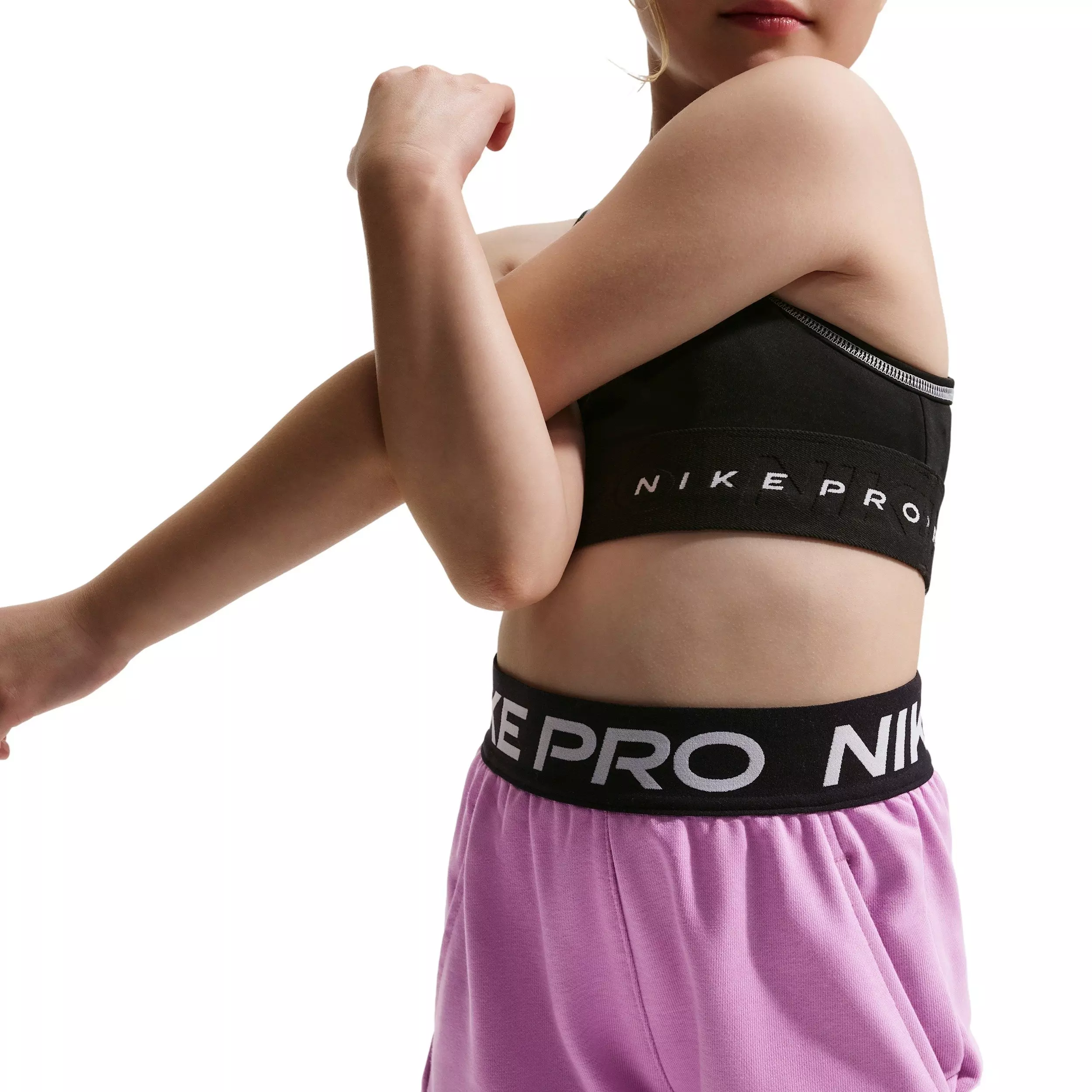 Nike Big Girls' Pro Fleece Dri-FIT Shorts - Lt Magenta - LT MAGENTA