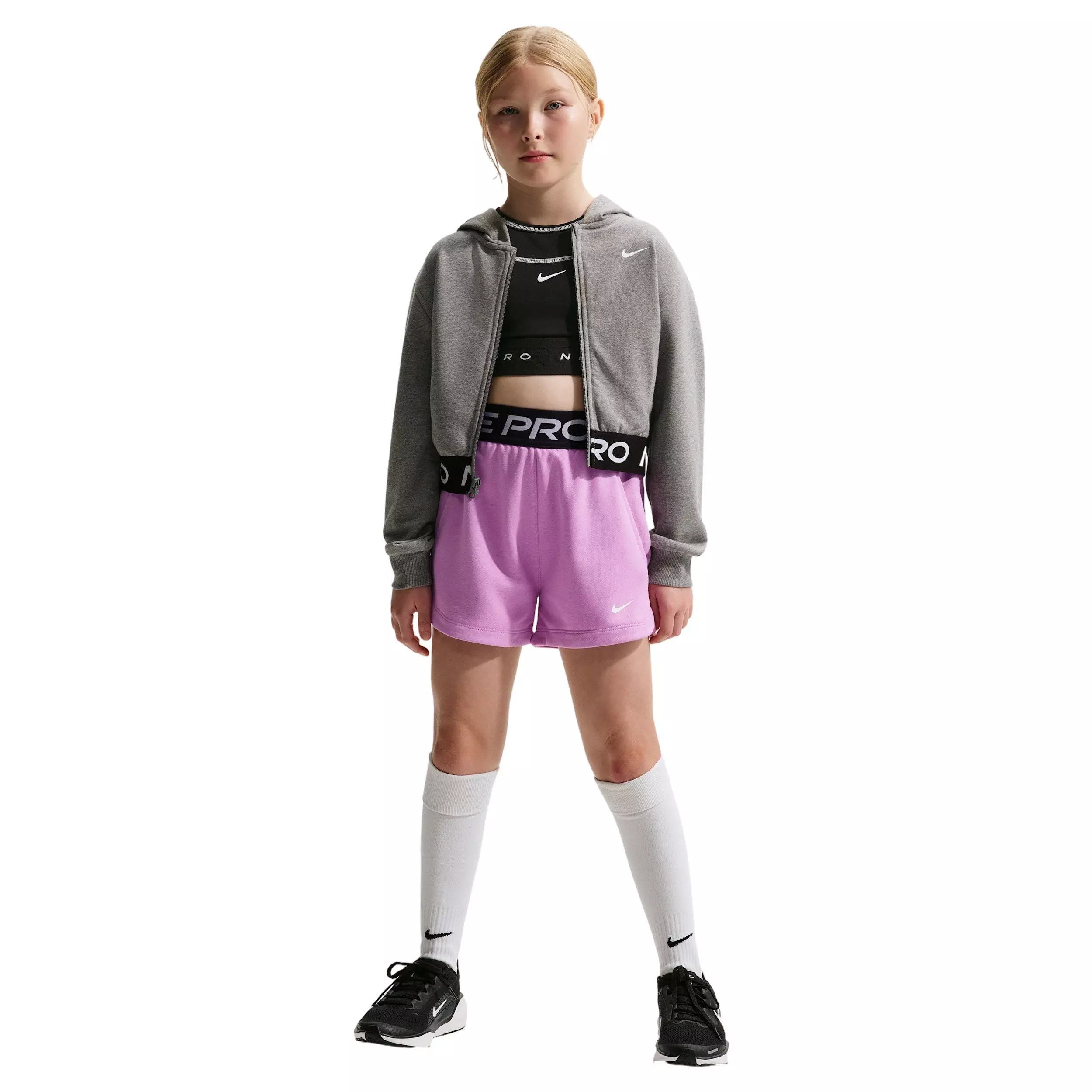 Nike Big Girls' Pro Fleece Dri-FIT Shorts - Lt Magenta - LT MAGENTA