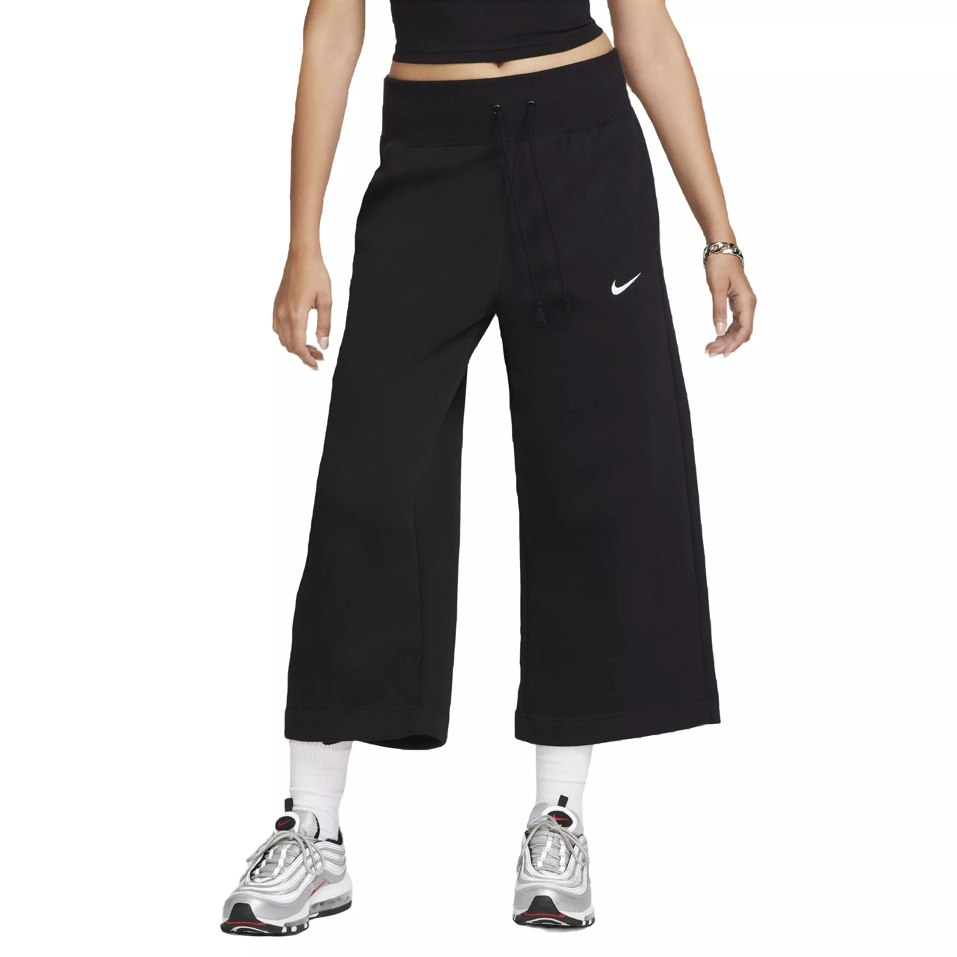Nike Women's Sportswear Phoenix Fleece High-Rise Cropped Sweatpants - BLACK