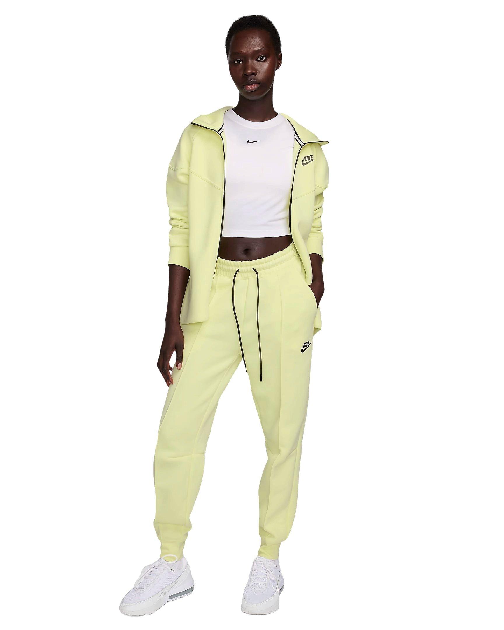 Nike Women's Sportswear Tech Fleece Mid-Rise Joggers - Neon Green - NEON GREEN Thumbnail View 8