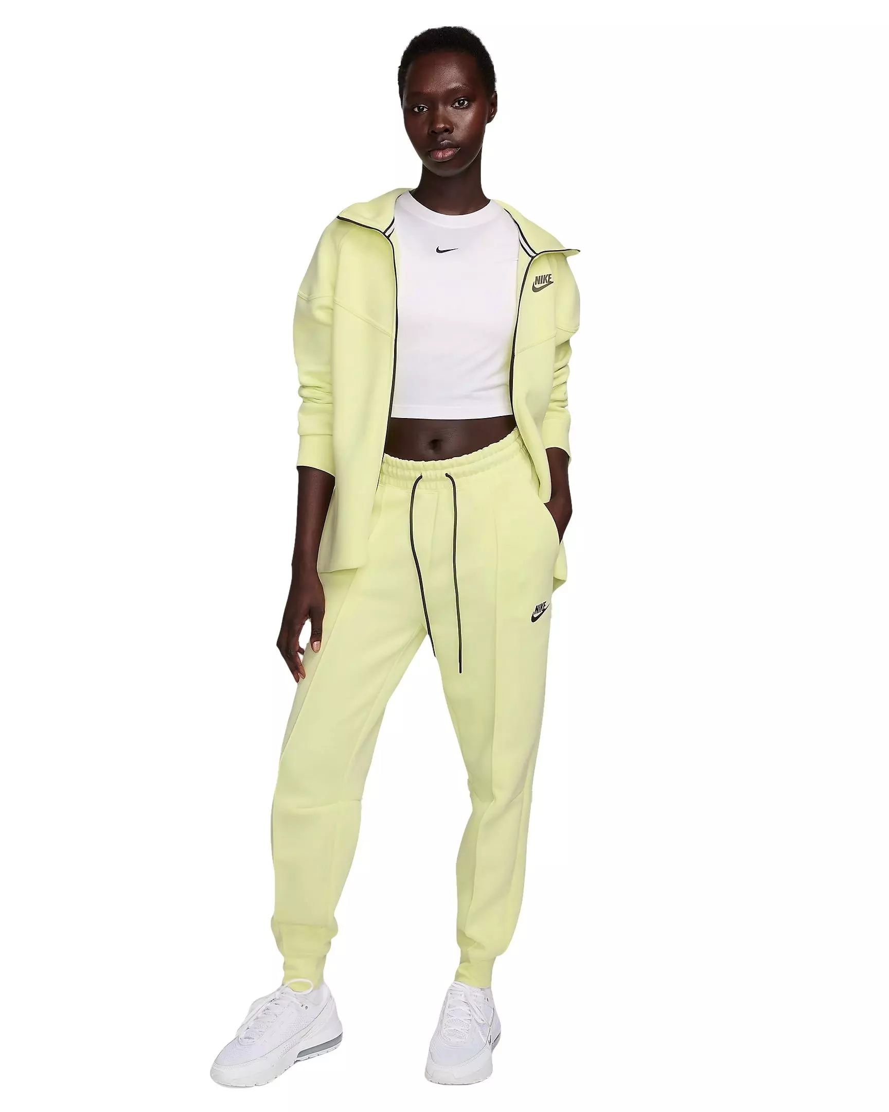 Nike Women's Sportswear Tech Fleece Mid-Rise Joggers - Neon Green - NEON GREEN