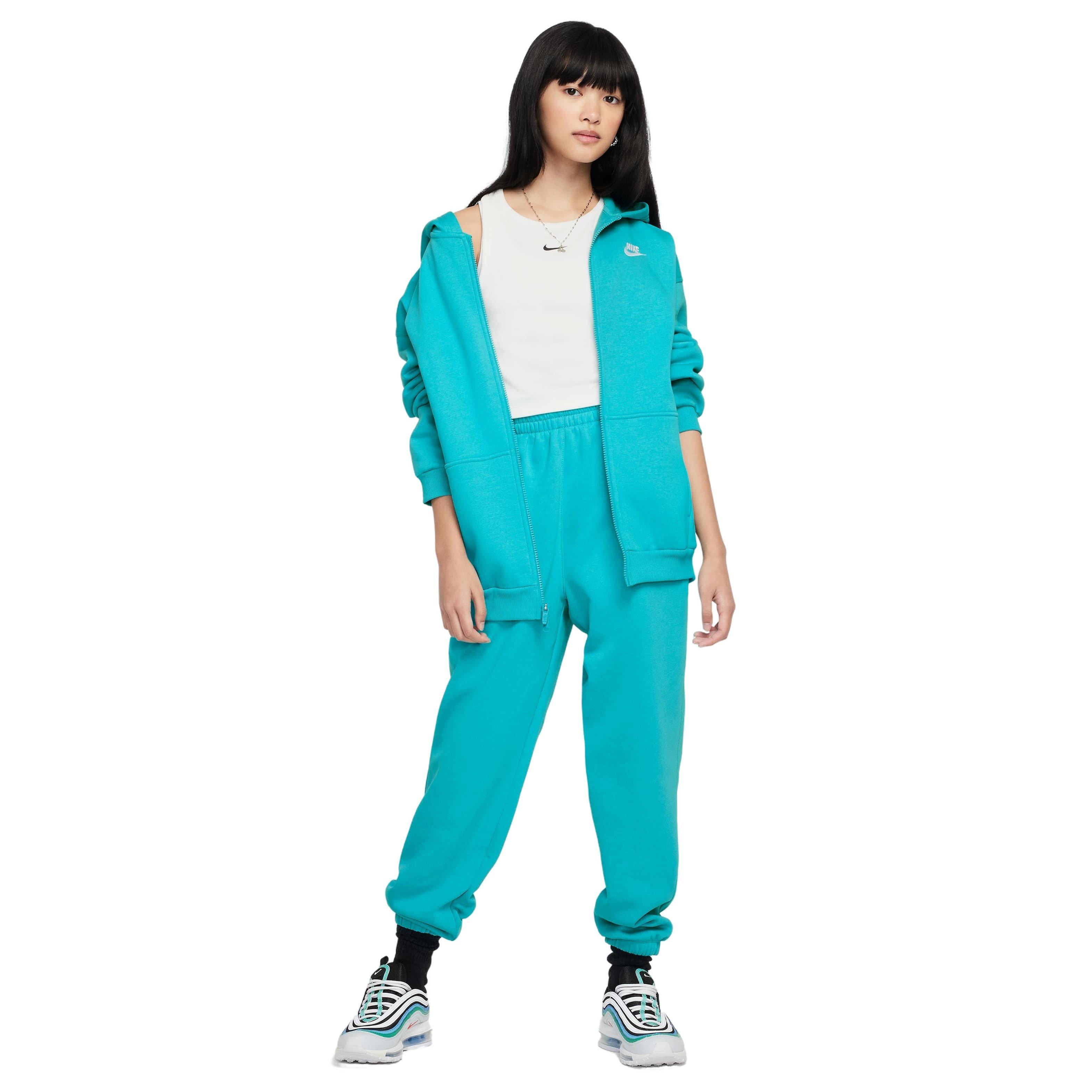 Nike Sportswear Club Fleece Oversized Full-Zip Big Girls' Turquoise Jacket