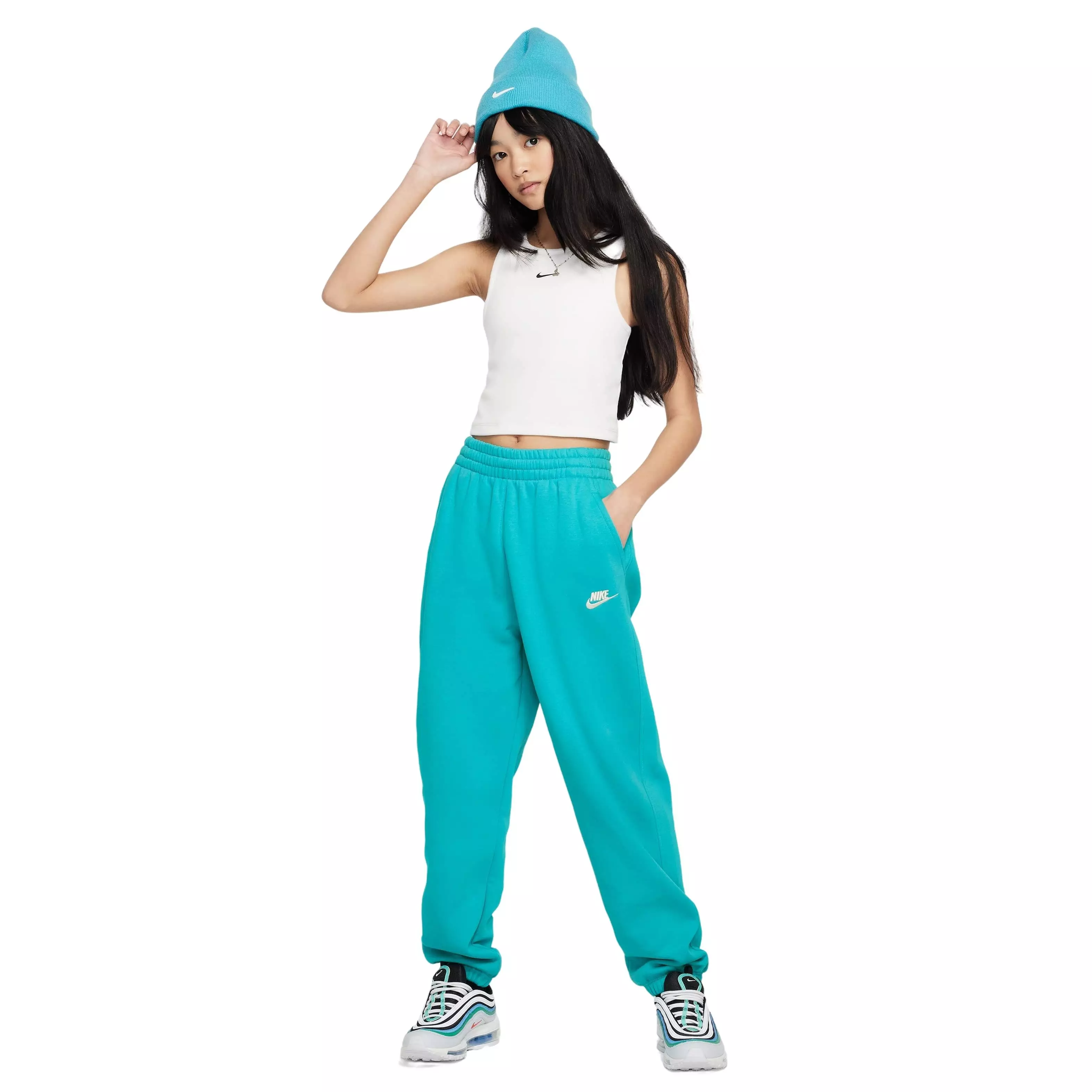 Nike Big Girls' Sportswear Club Fleece Loose Pants - TURQUOISE 