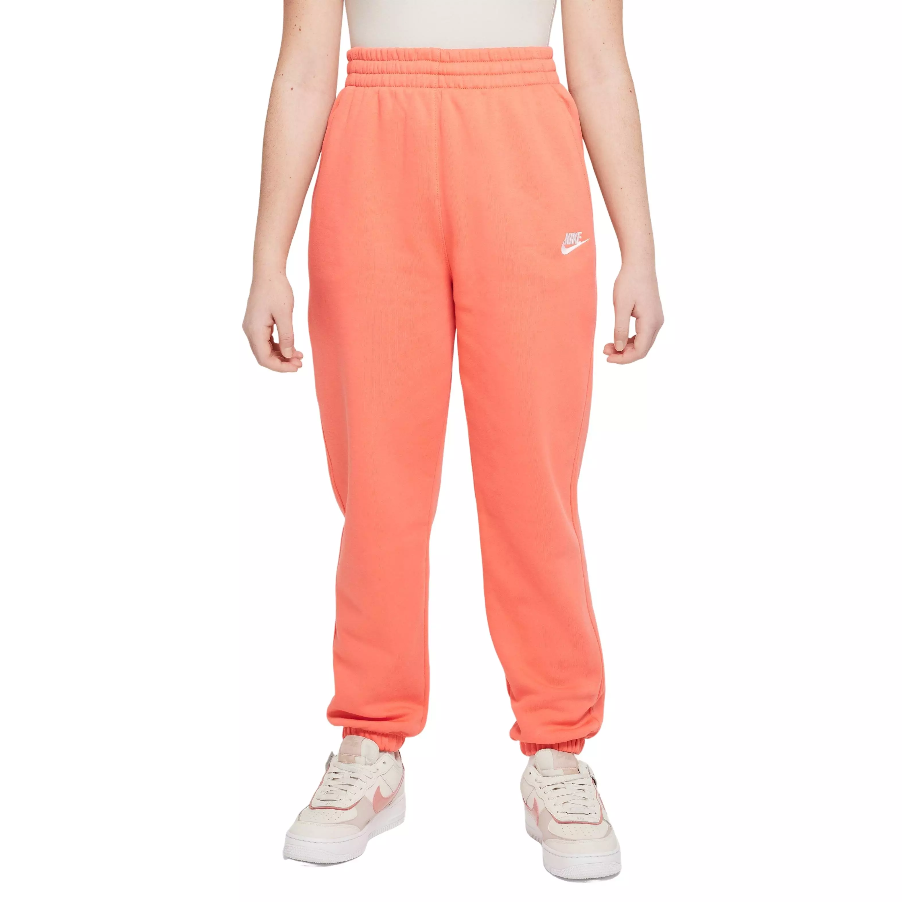 Nike Big Girls' Sportswear Club Lightweight Fleece Loose Pants - ORANGE
