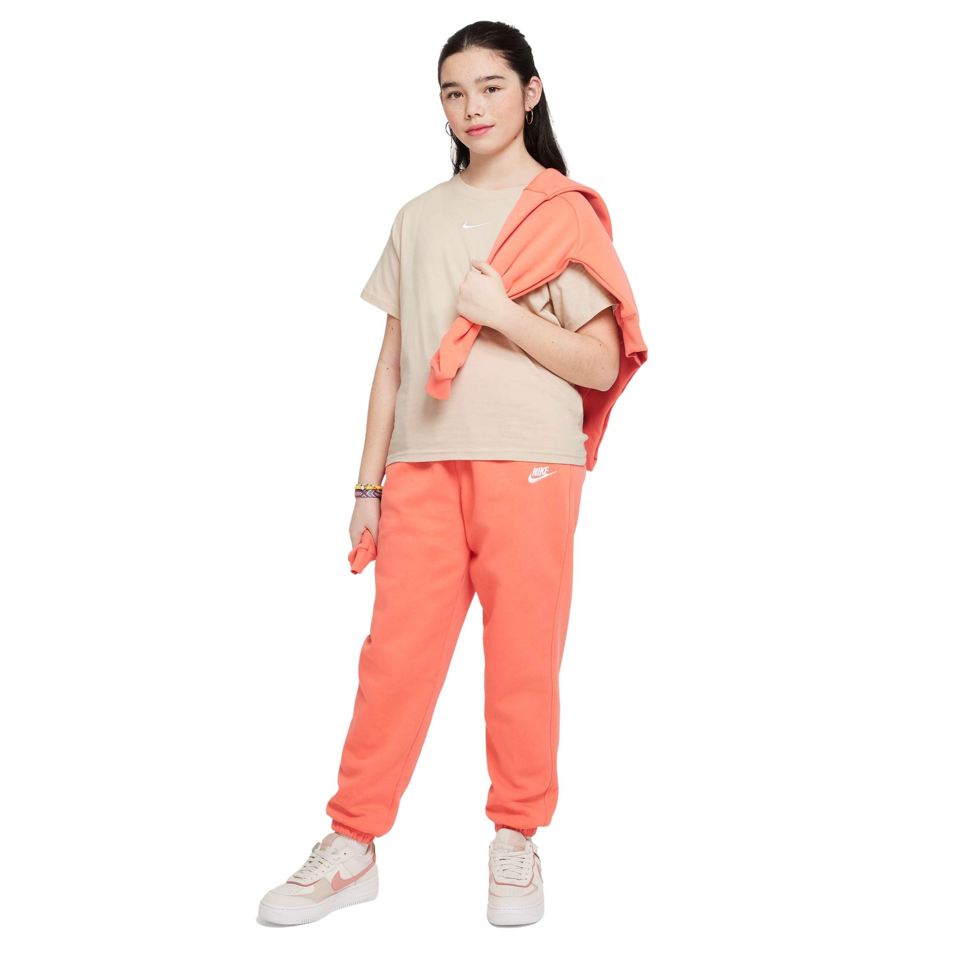 Nike Big Girls' Sportswear Club Lightweight Fleece Loose Pants - ORANGE Thumbnail View 7