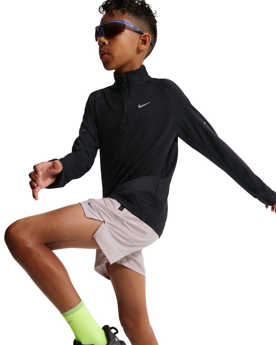 Nike Stride Dri-FIT Big Kids' Black 1/2 Zip Top