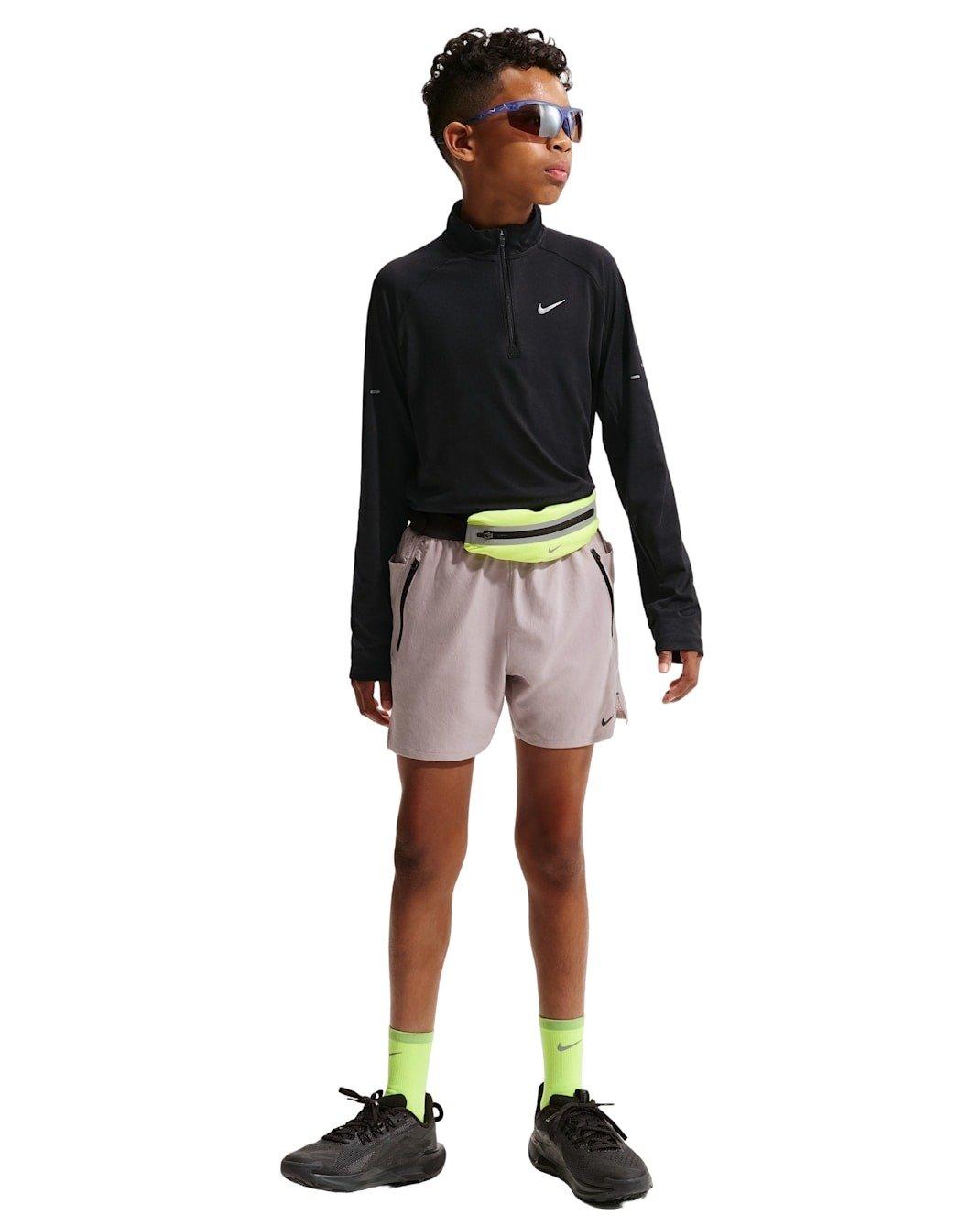 Nike Stride Dri-FIT Big Kids' Black 1/2 Zip Top