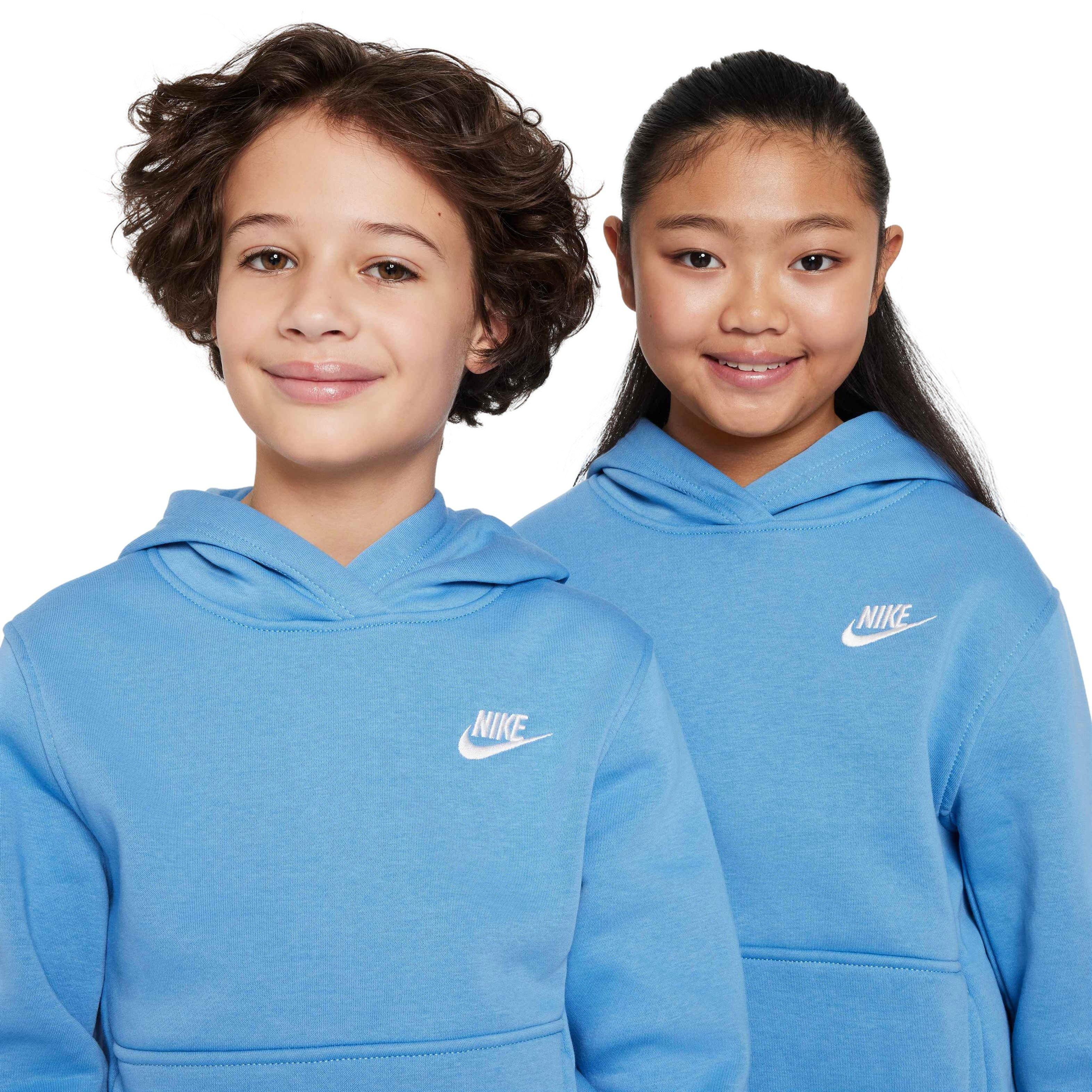 Nike Big Kids' Sportswear Club Fleece LBR Pullover Hoodie - BLUE Thumbnail View 3