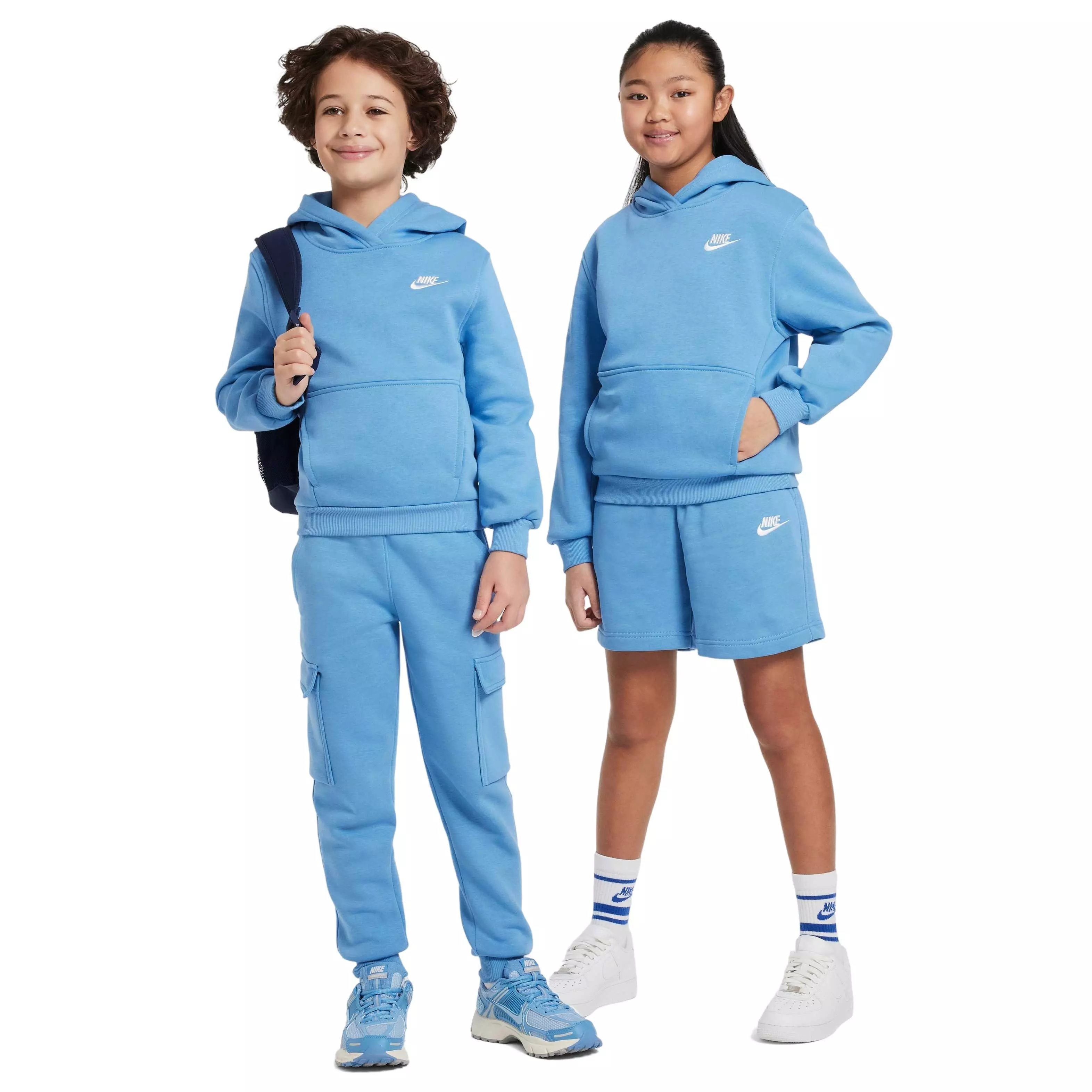 Nike Big Kids' Sportswear Club Fleece LBR Pullover Hoodie - BLUE