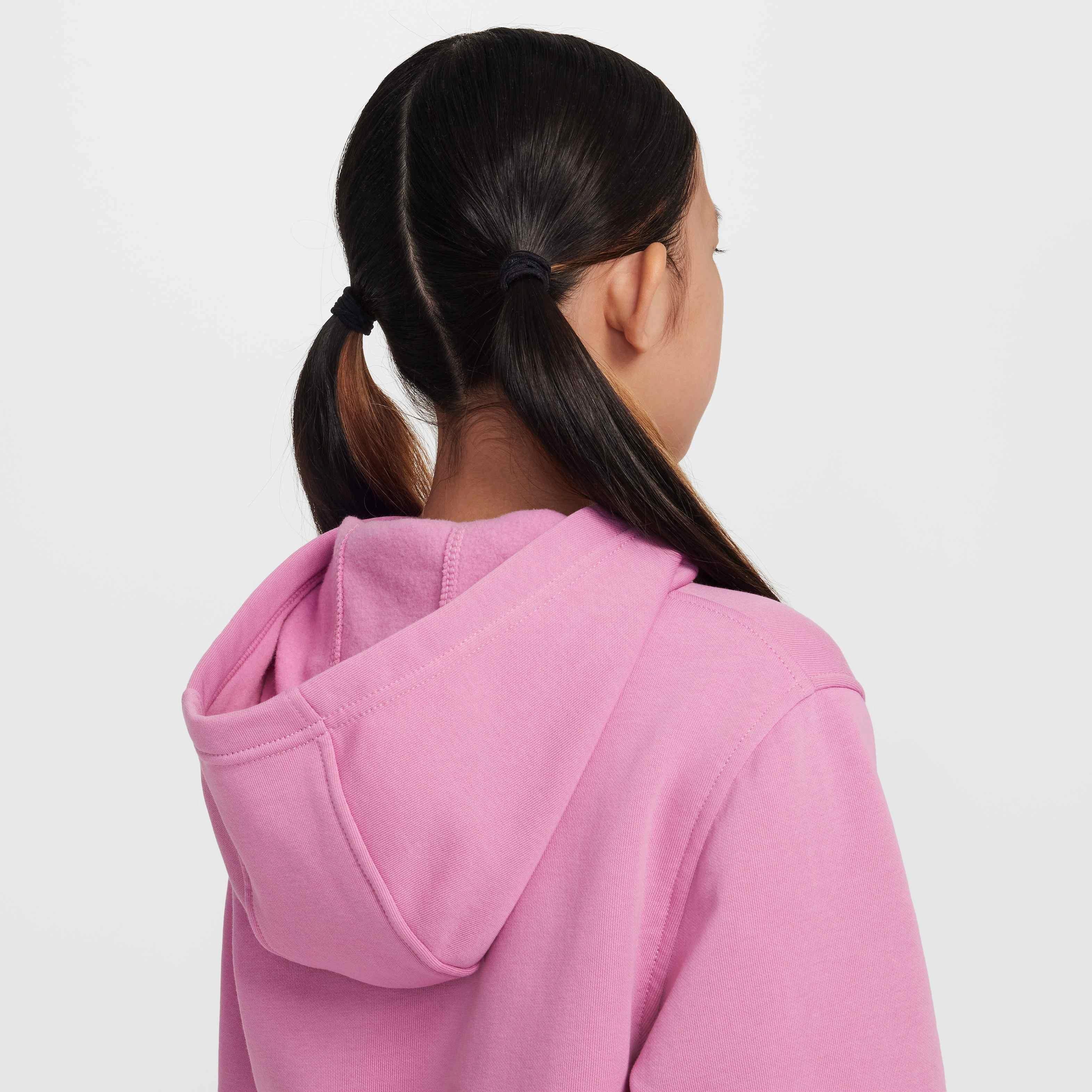 Nike Big Kids' Sportswear Club Fleece LBR Pullover Hoodie - PINK Thumbnail View 6