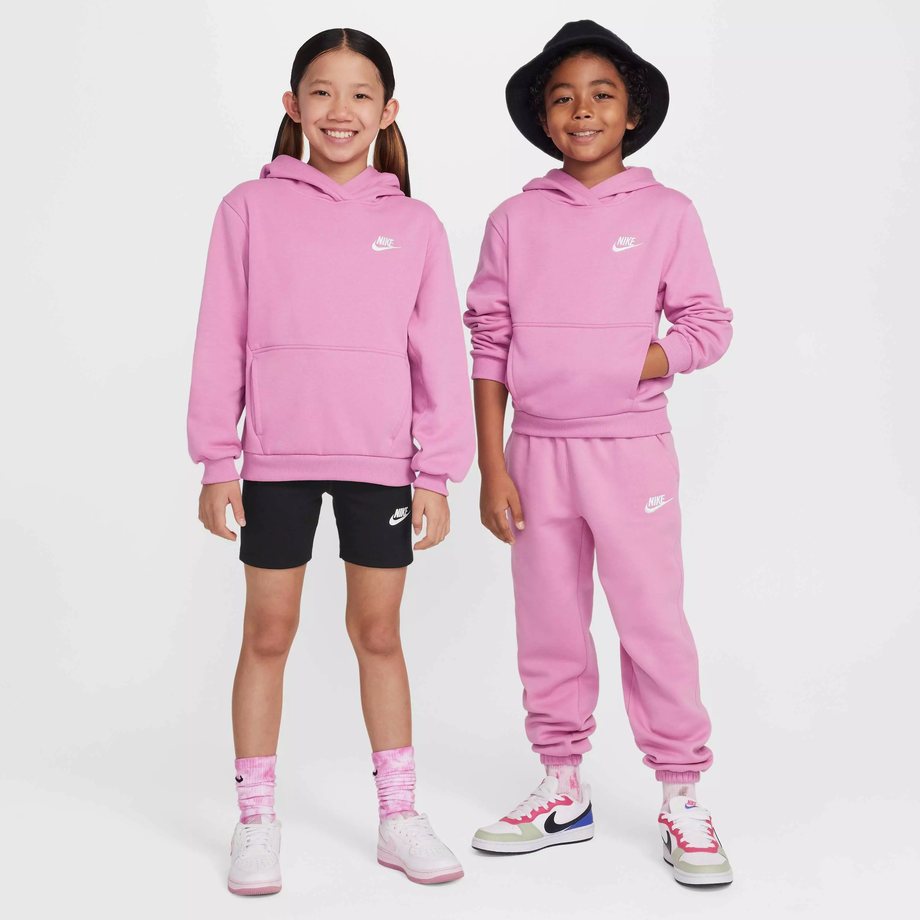 Nike Big Kids' Sportswear Club Fleece LBR Pullover Hoodie - PINK