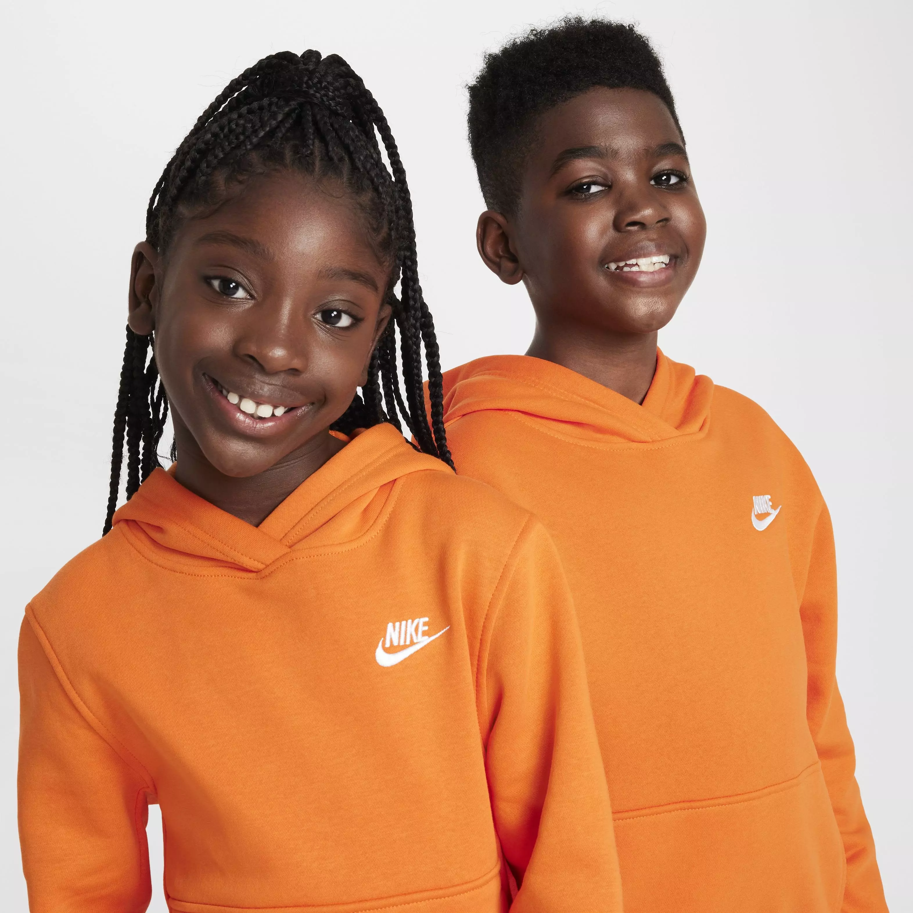 Nike Big Kids' Sportswear Club Fleece LBR Pullover Hoodie - ORANGE