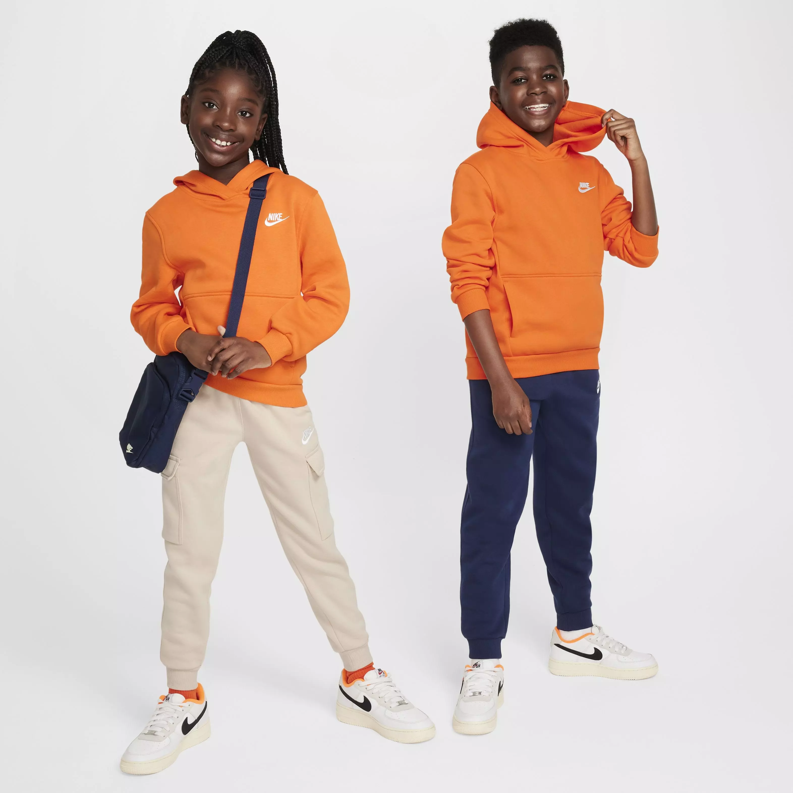 Nike Big Kids' Sportswear Club Fleece LBR Pullover Hoodie - ORANGE