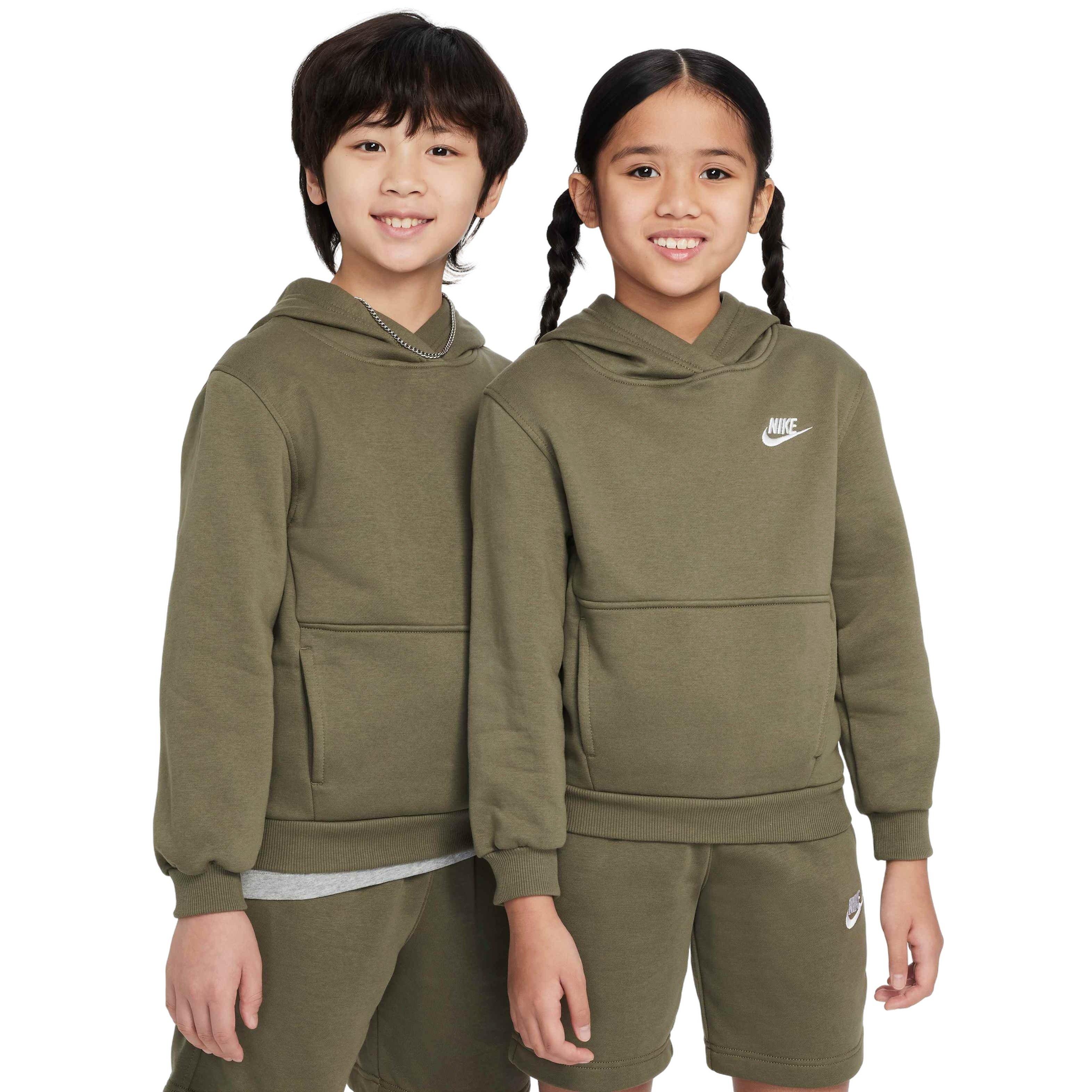 Nike Big Kids' Sportswear Club Fleece LBR Pullover Hoodie - OLIVE Thumbnail View 1