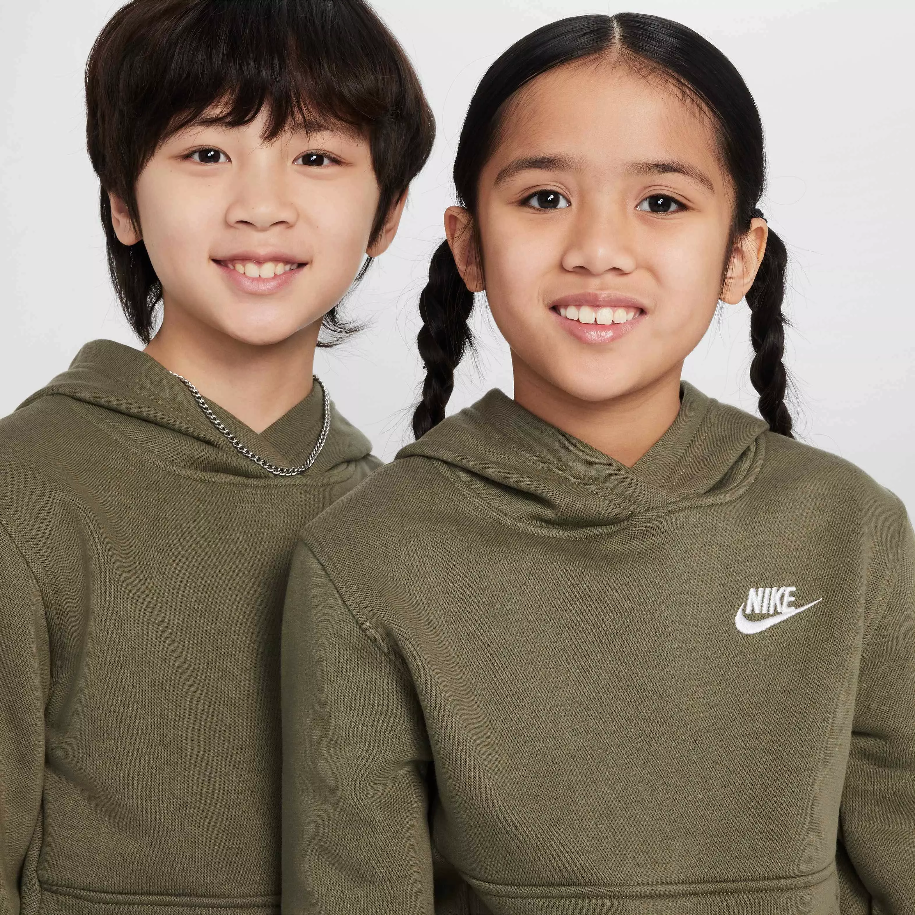 Nike Big Kids' Sportswear Club Fleece LBR Pullover Hoodie - OLIVE
