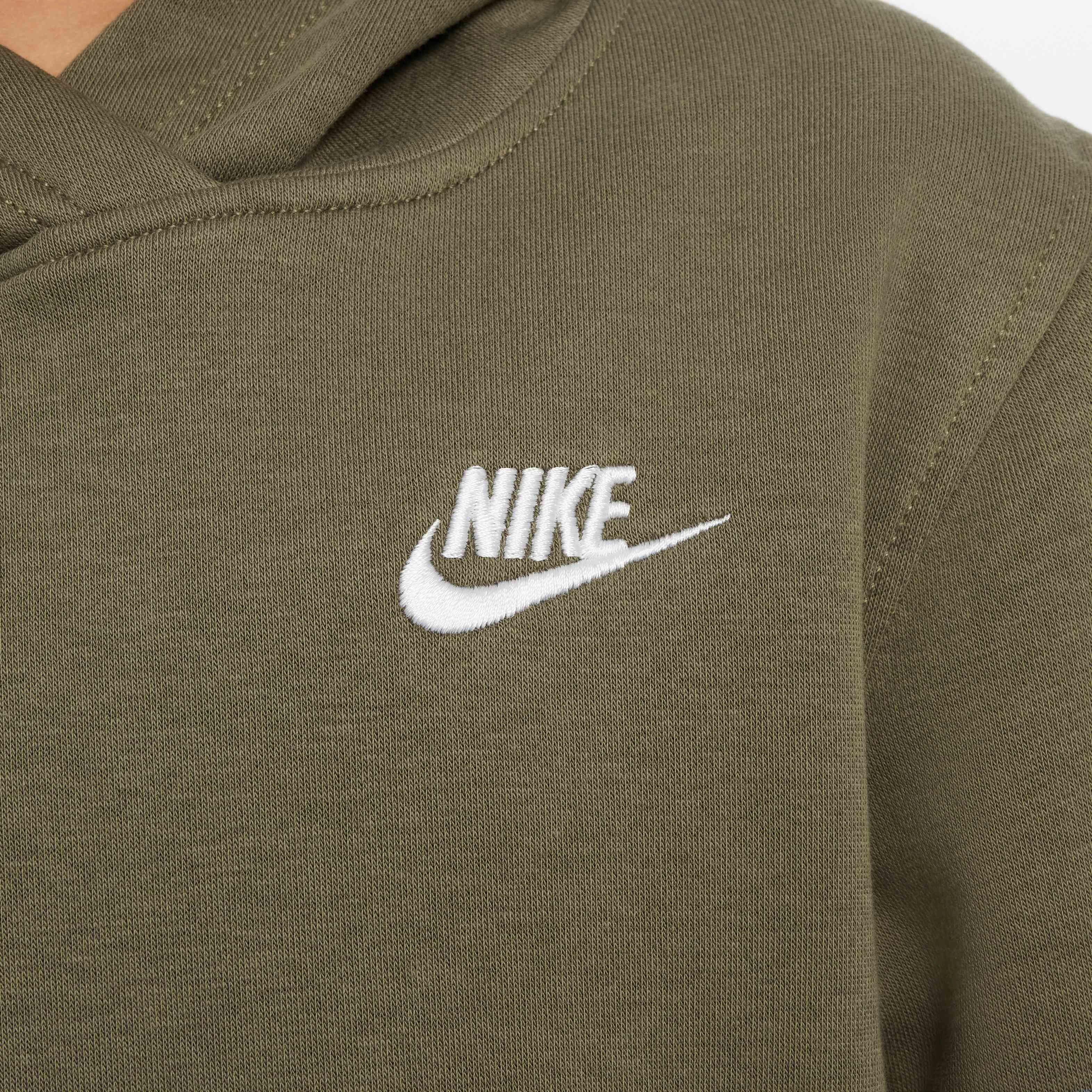 Nike Big Kids' Sportswear Club Fleece LBR Pullover Hoodie - OLIVE Thumbnail View 4