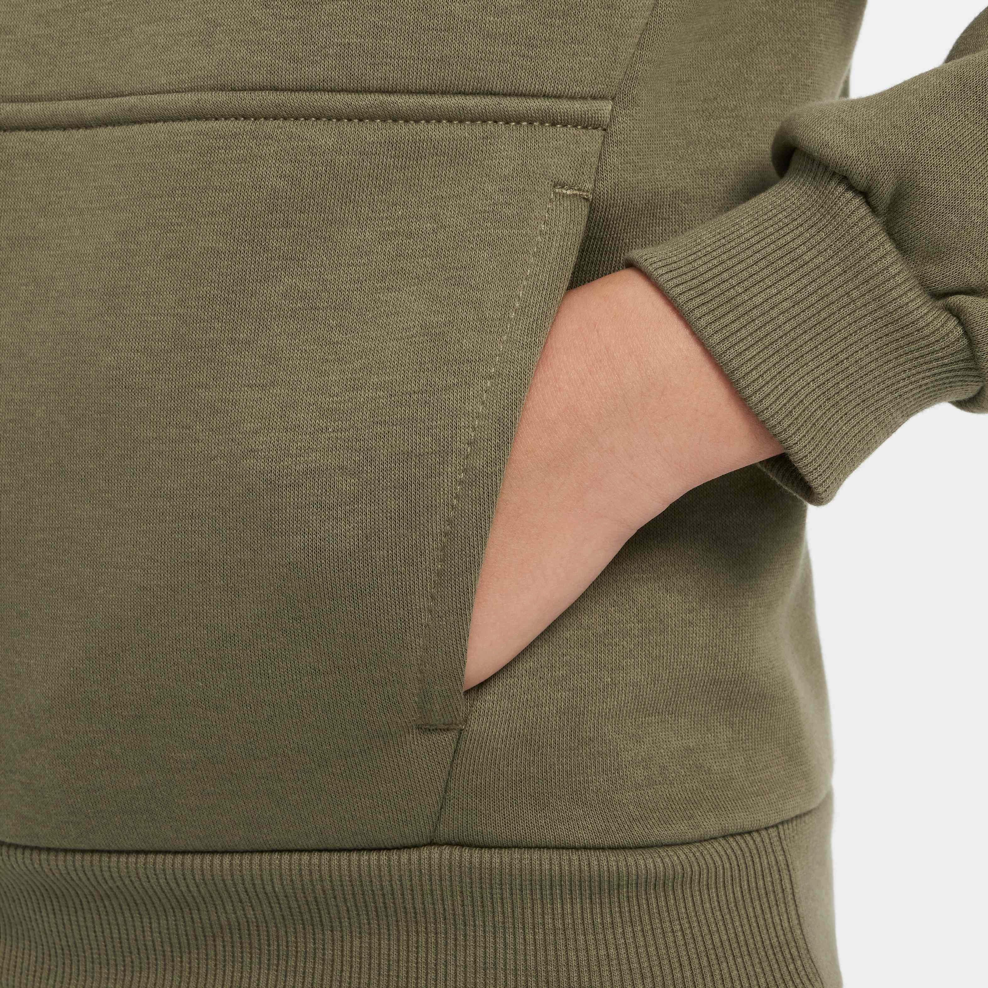 Nike Big Kids' Sportswear Club Fleece LBR Pullover Hoodie - OLIVE Thumbnail View 5