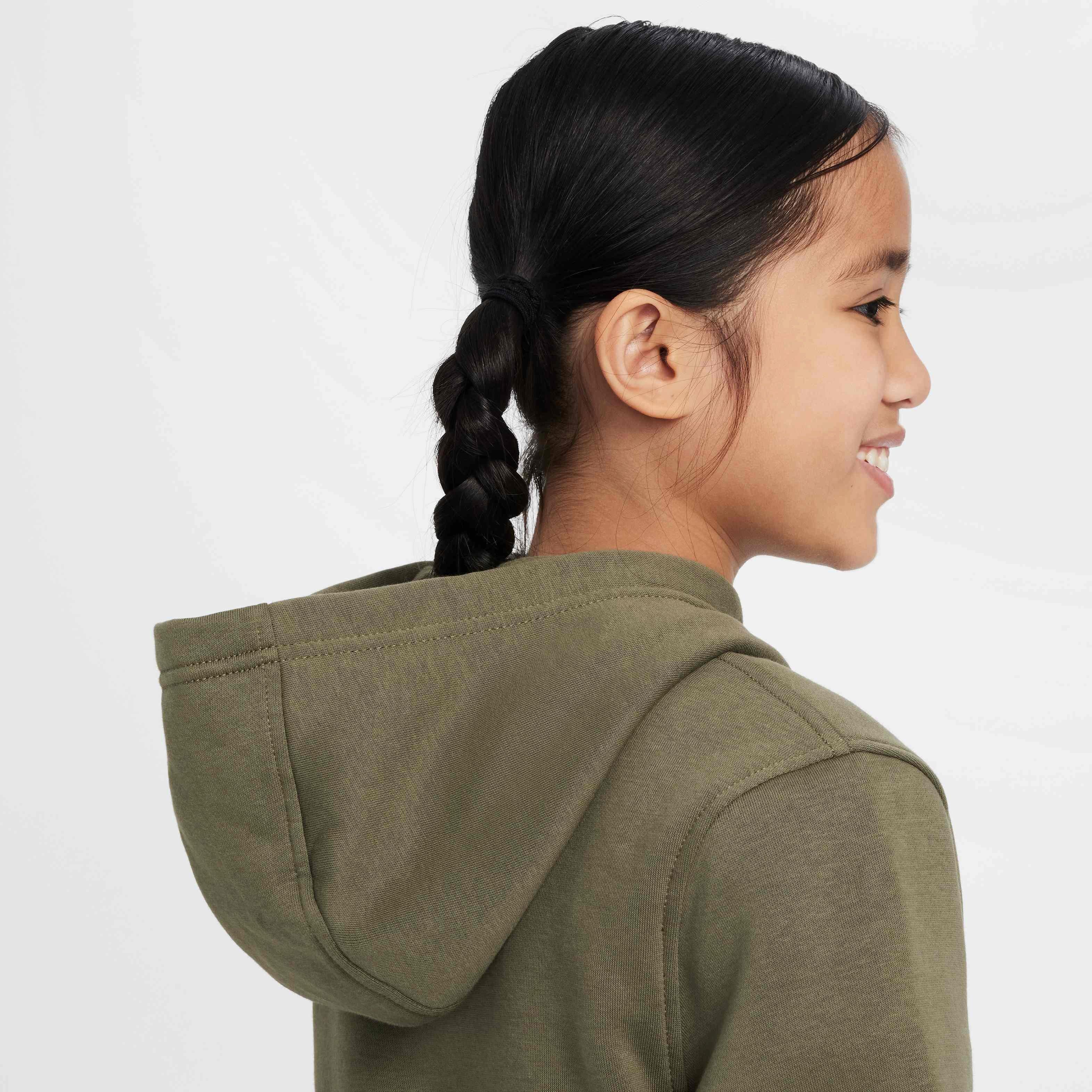 Nike Big Kids' Sportswear Club Fleece LBR Pullover Hoodie - OLIVE Thumbnail View 6