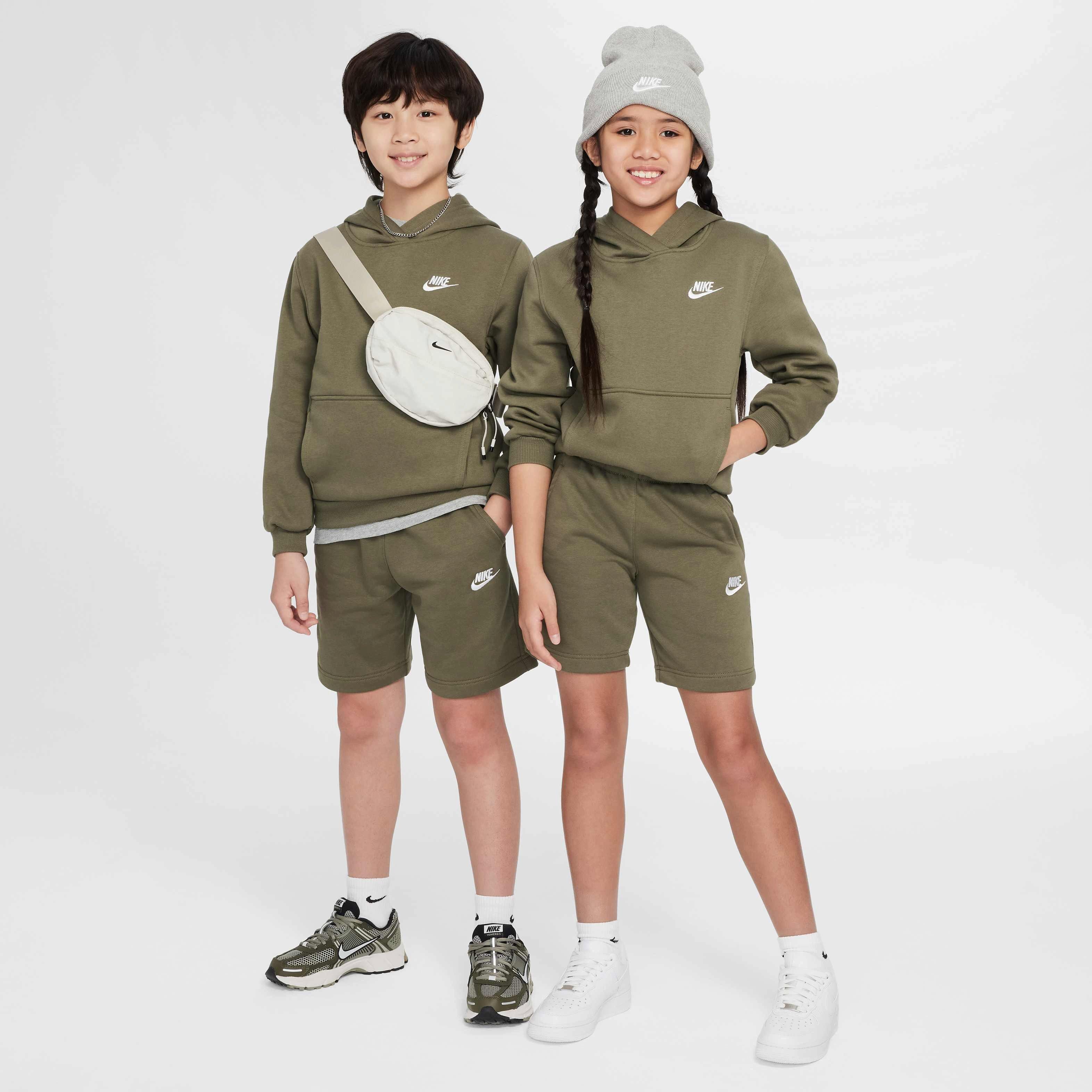 Nike Big Kids' Sportswear Club Fleece LBR Pullover Hoodie - OLIVE Thumbnail View 7
