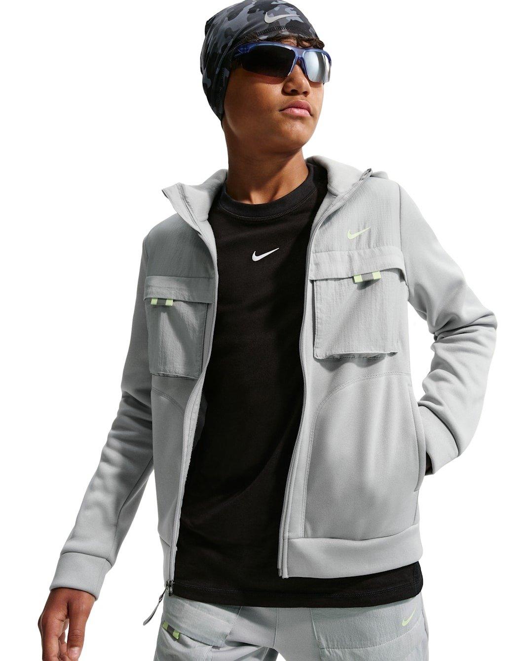 Nike Big Kids' Sportswear City Utility Full Zip Hooded Jacket - Grey - GREY Thumbnail View 3