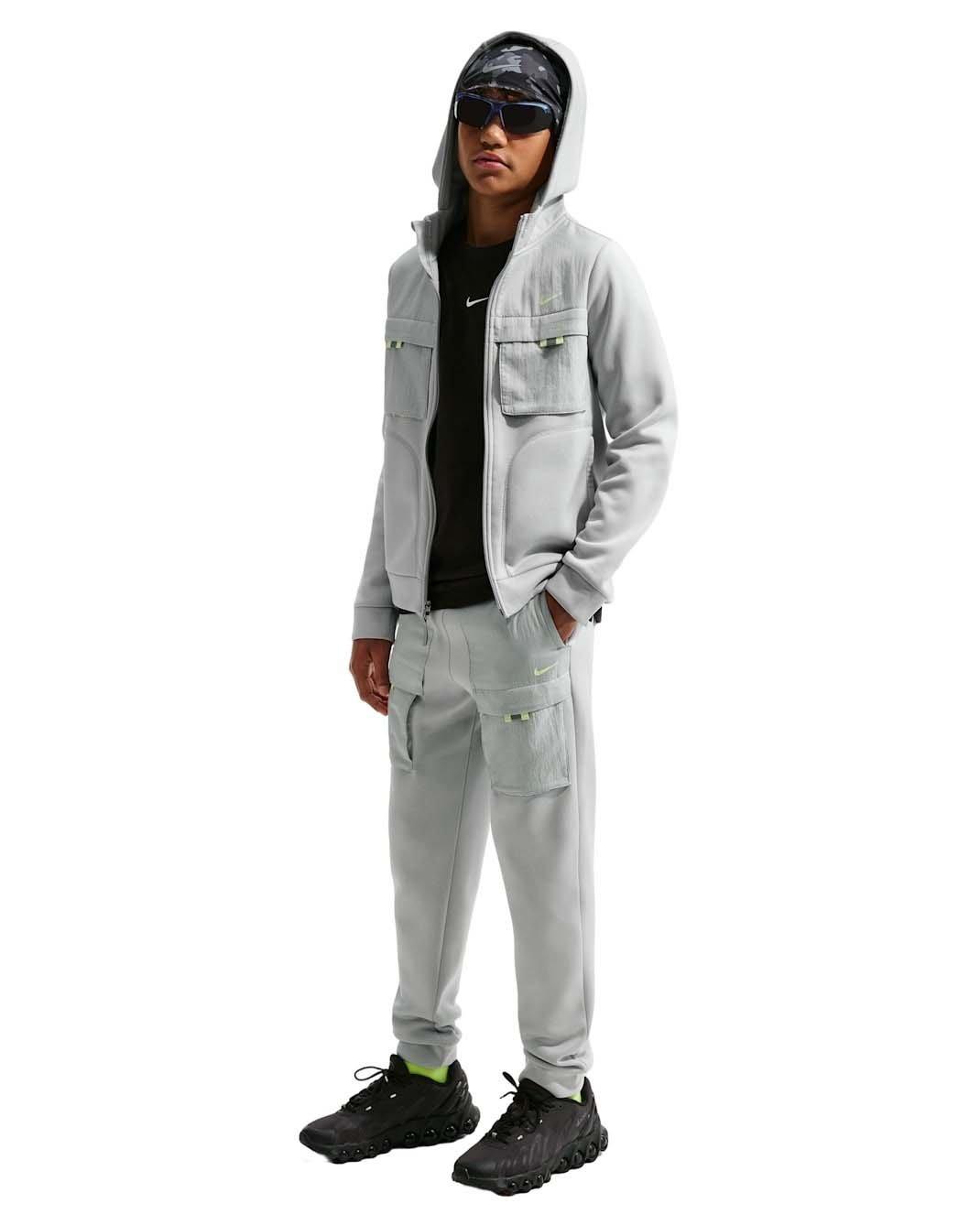 Nike Big Kids' Sportswear City Utility Full Zip Hooded Jacket - Grey - GREY Thumbnail View 4