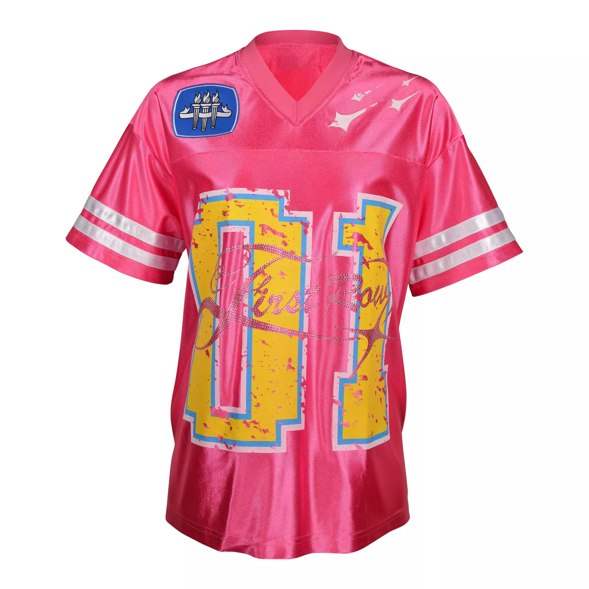 First Row Women's Oversized Jersey - Pink/Yellow - PINK