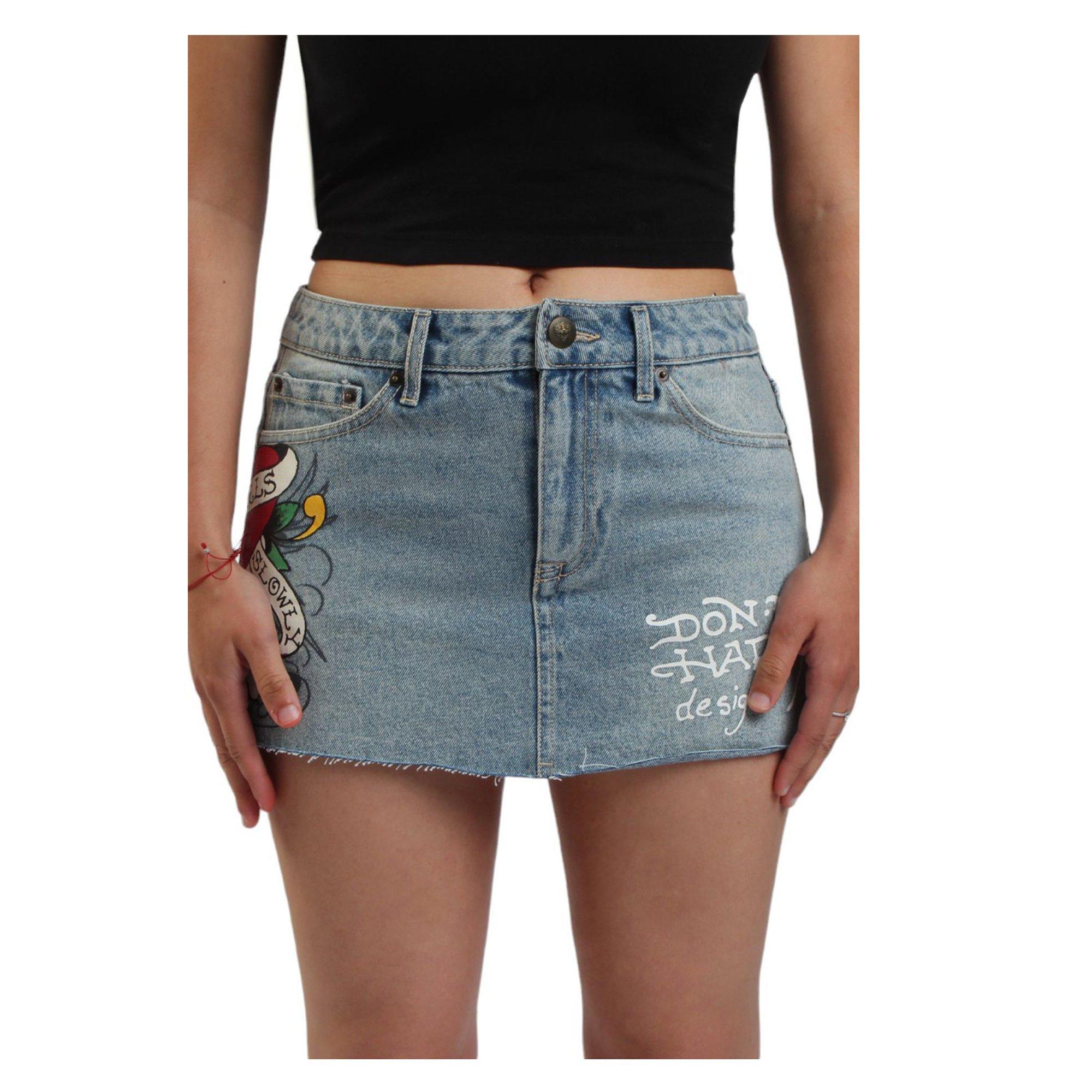 Ed Hardy Women's Tiger Denim Mini Skirt