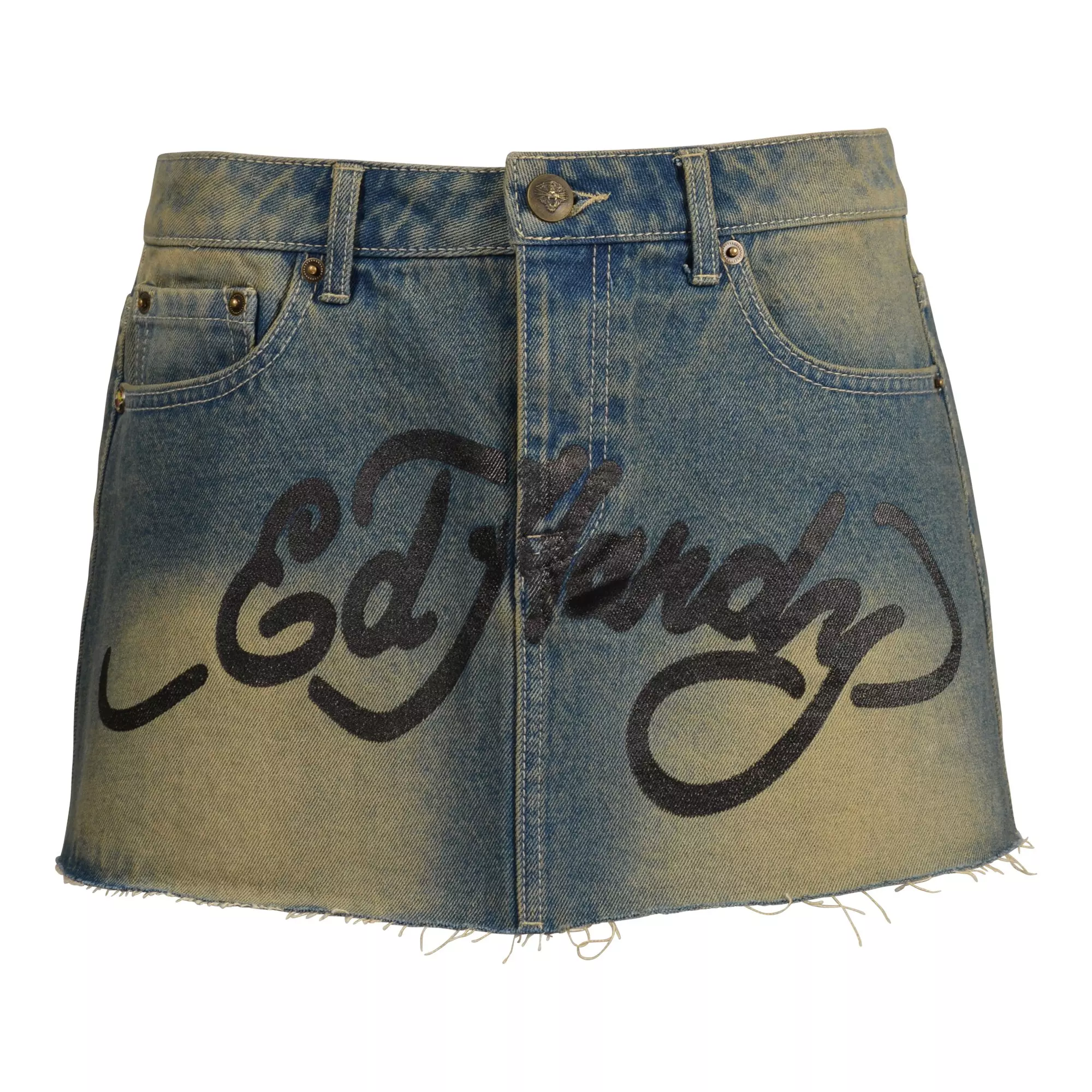 Ed Hardy Women's Snake Denim Skirt - DENIM