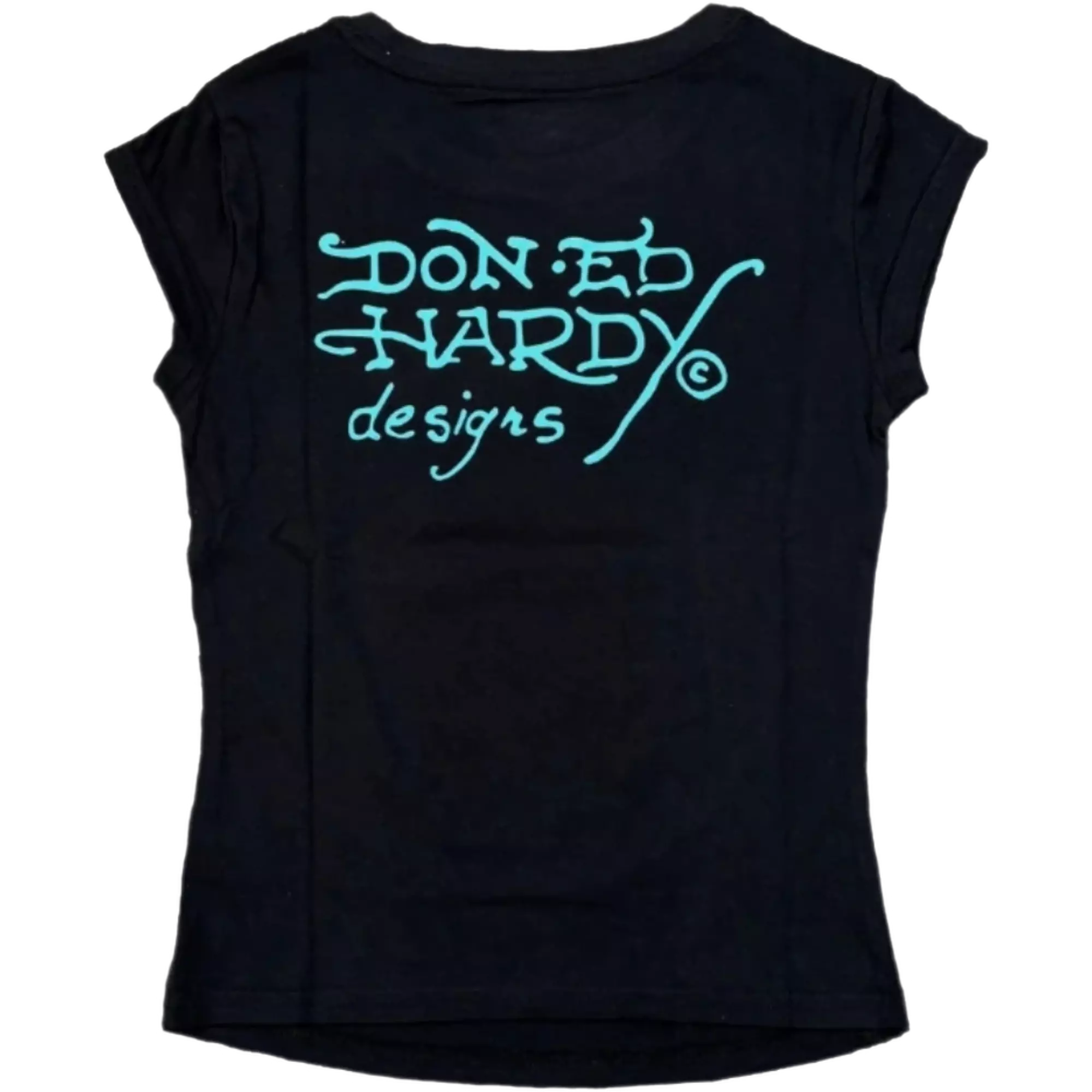 Ed Hardy Women's Heart Cap Sleeve Tee-Black - BLACK