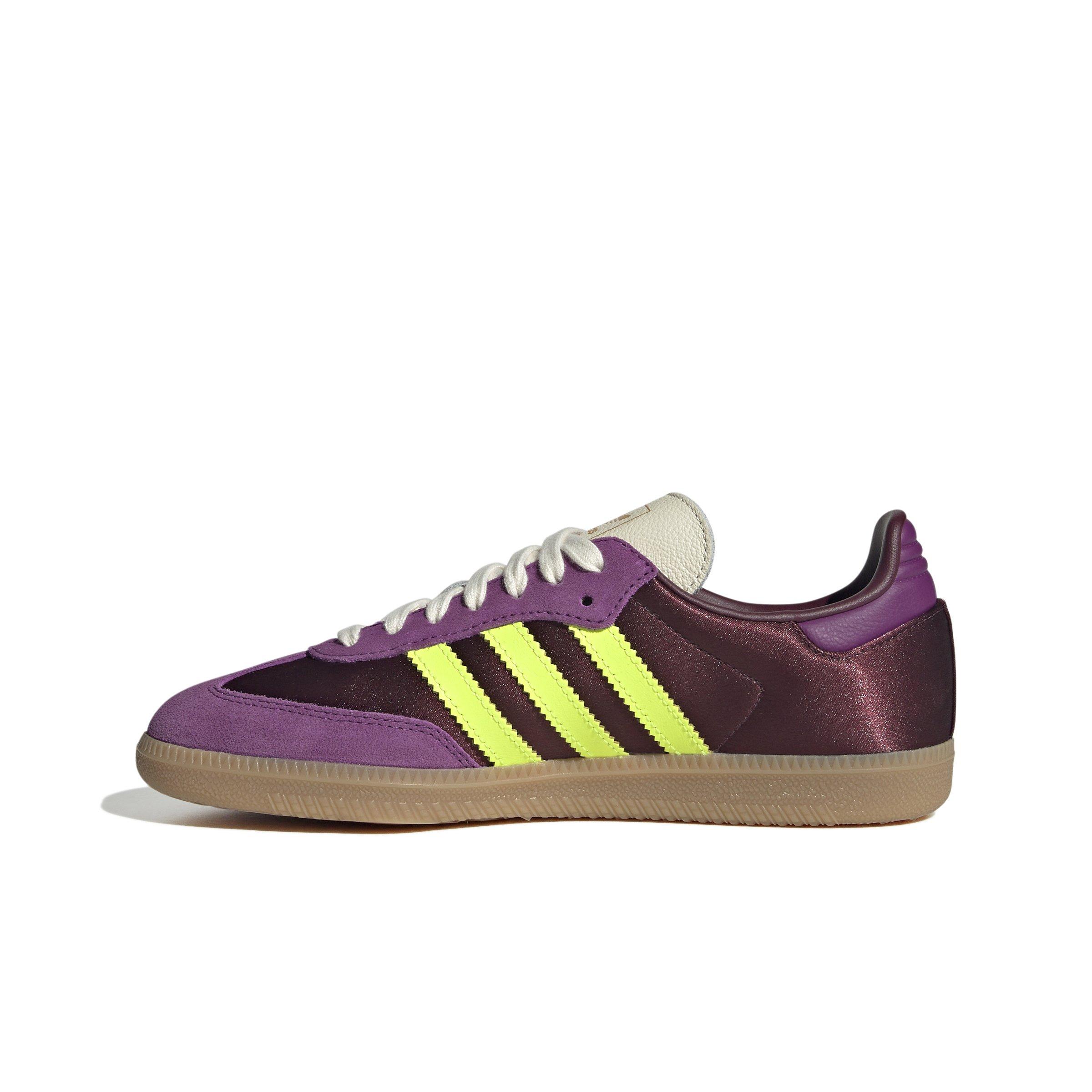 adidas Originals Samba OG Satin "Maroon/Rich Mauve/Gum" Women's Shoe - PURPLE/YELLOW Thumbnail View 2