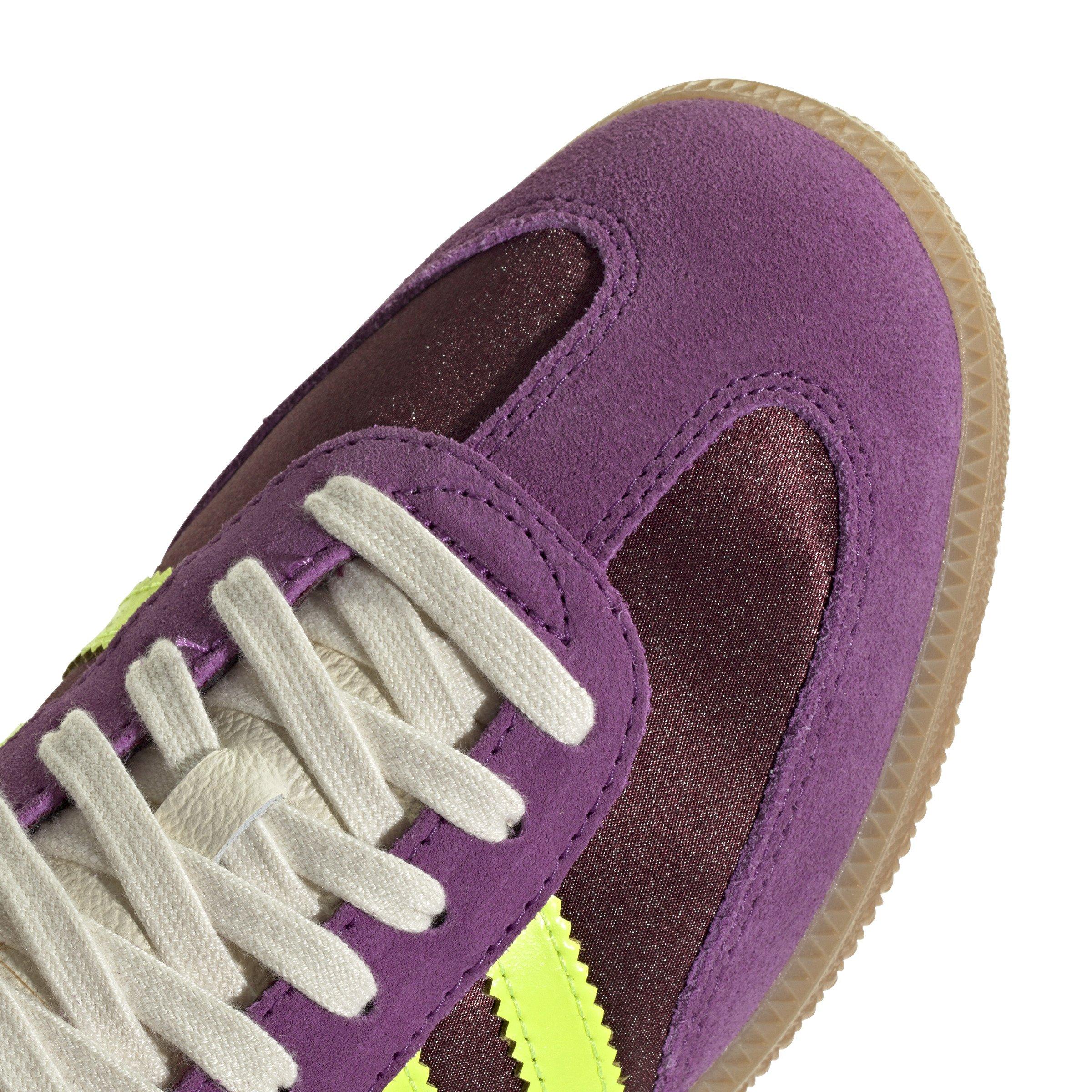 adidas Originals Samba OG Satin "Maroon/Rich Mauve/Gum" Women's Shoe - PURPLE/YELLOW Thumbnail View 3