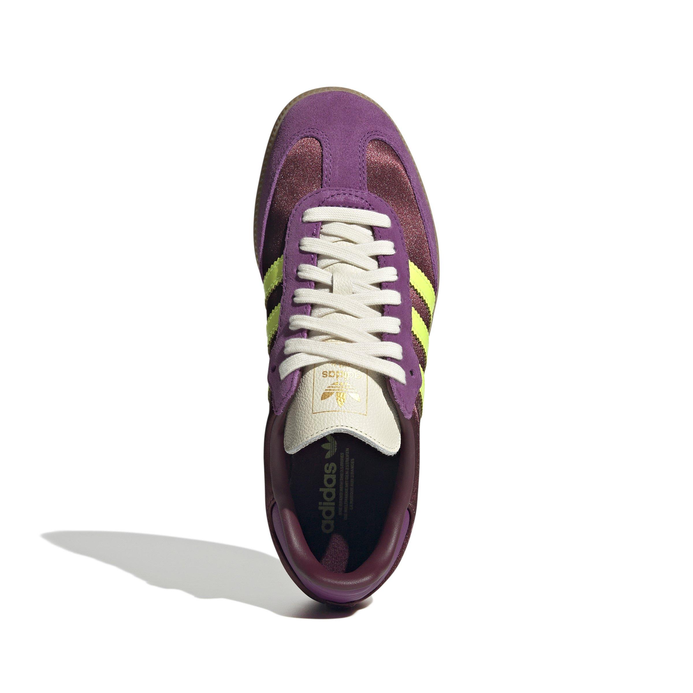 adidas Originals Samba OG Satin "Maroon/Rich Mauve/Gum" Women's Shoe - PURPLE/YELLOW Thumbnail View 8