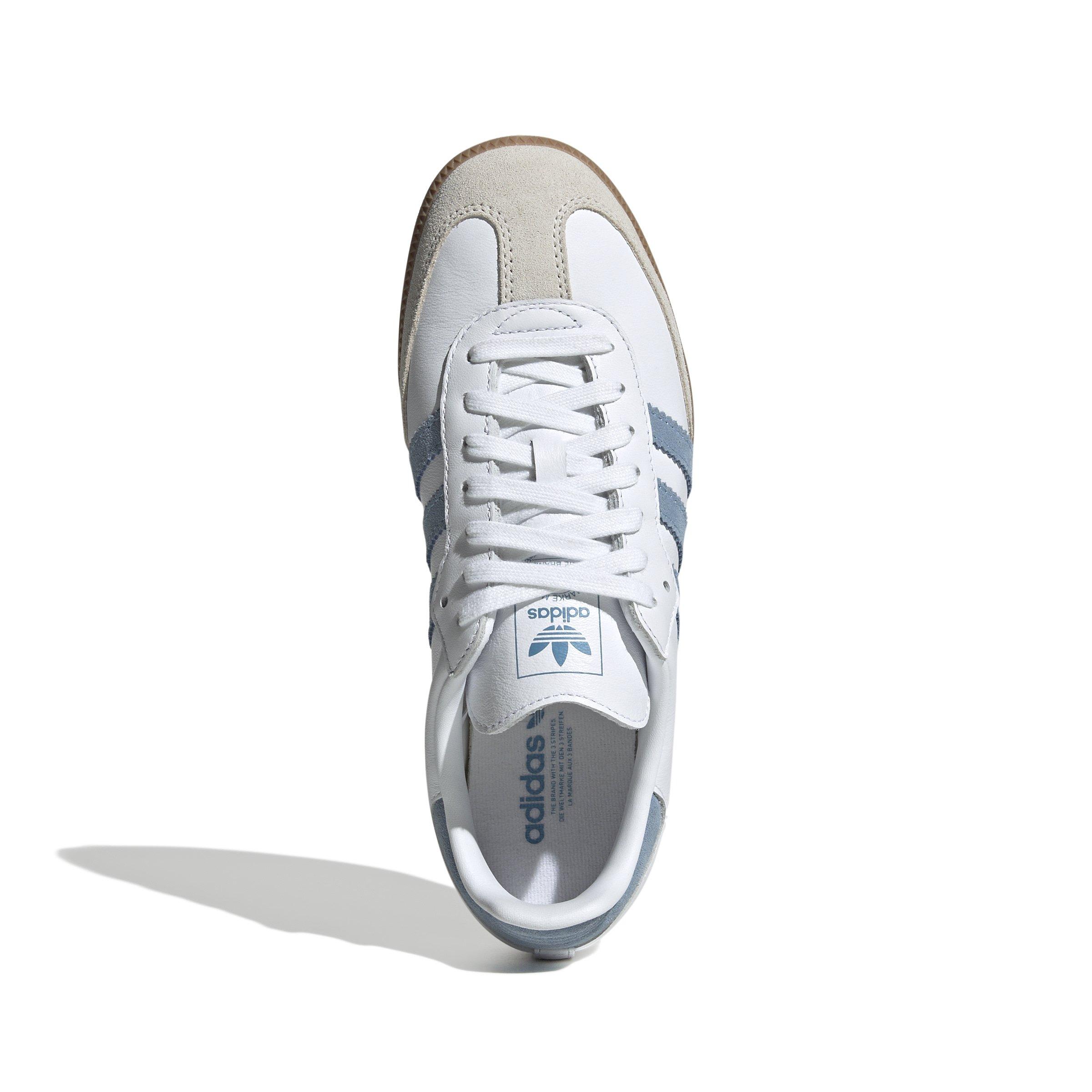 adidas Originals Samba "Cloud White/Alumina/Ash Blue" Women's Shoe - WHITE/LT BLUE Thumbnail View 8