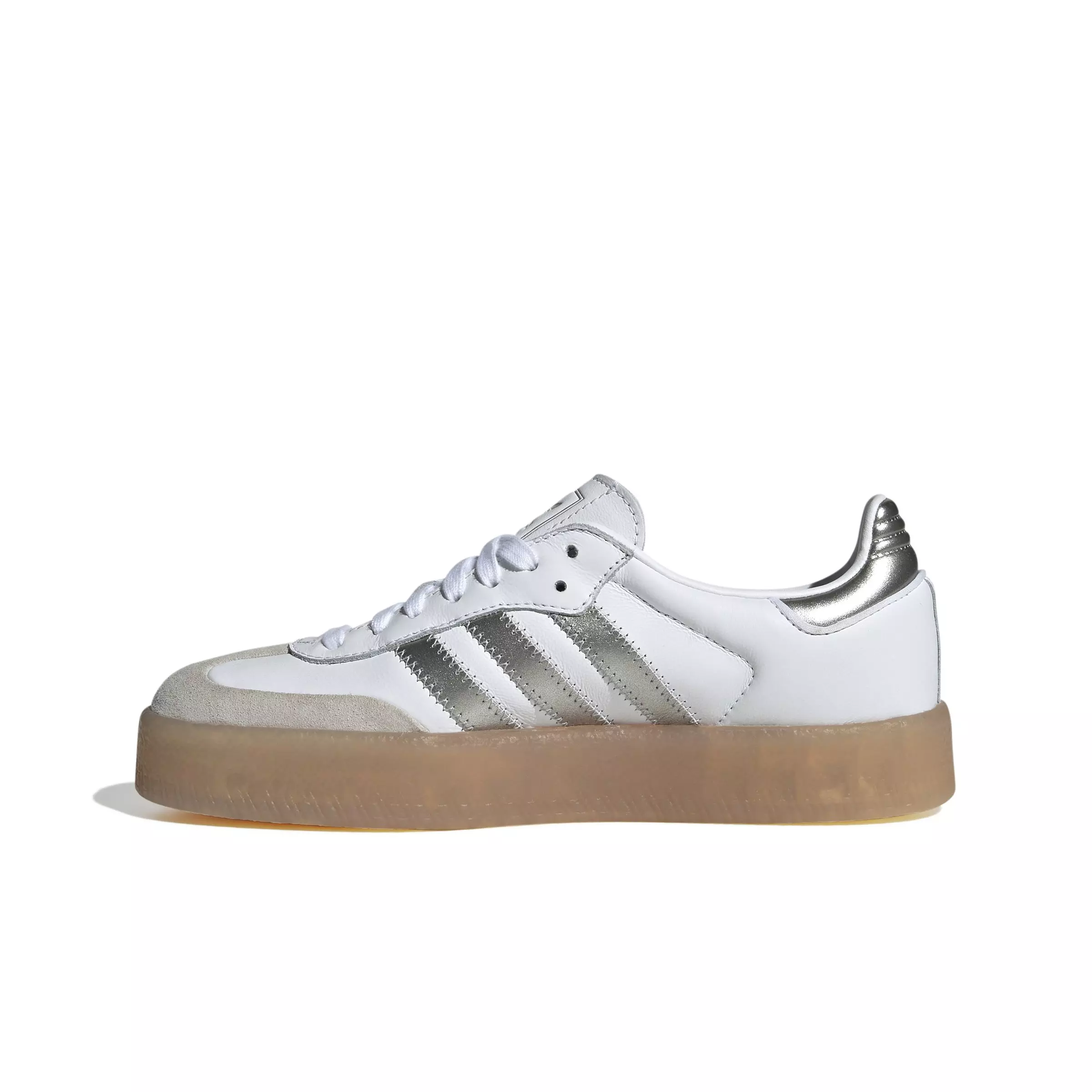 adidas Originals Sambae "Ftwr White/Silver Metallic/Gum" Women's Shoe - WHITE/SILVER