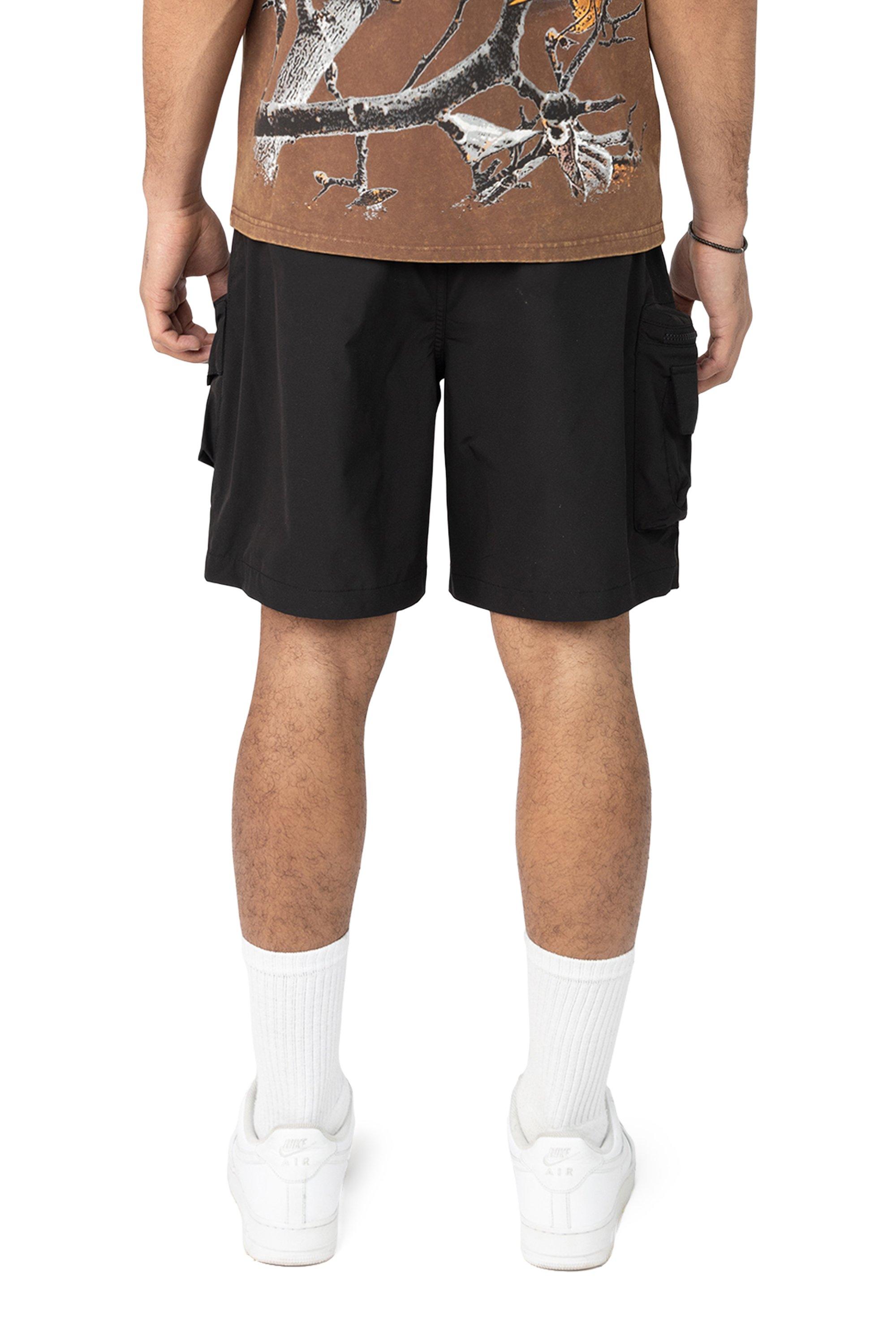 Smoke Rise Men's Utility Cargo Nylon Shorts - Black - BLACK Thumbnail View 2