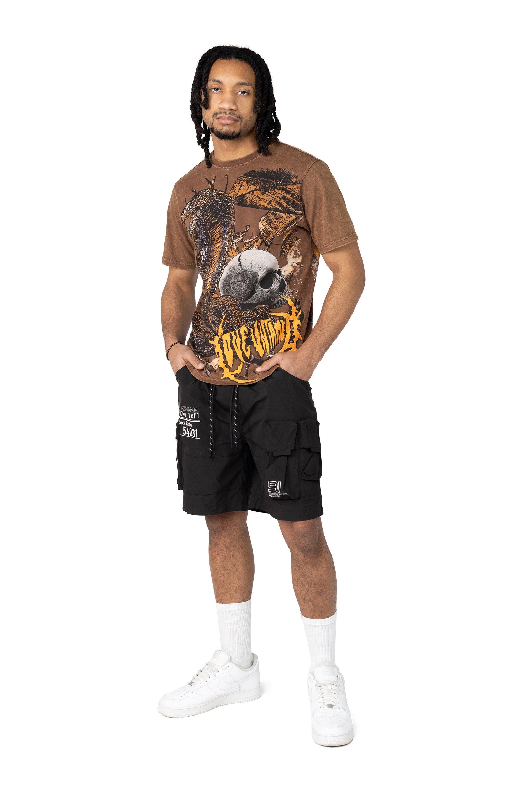 Smoke Rise Men's Utility Cargo Nylon Shorts - Black - BLACK Thumbnail View 6