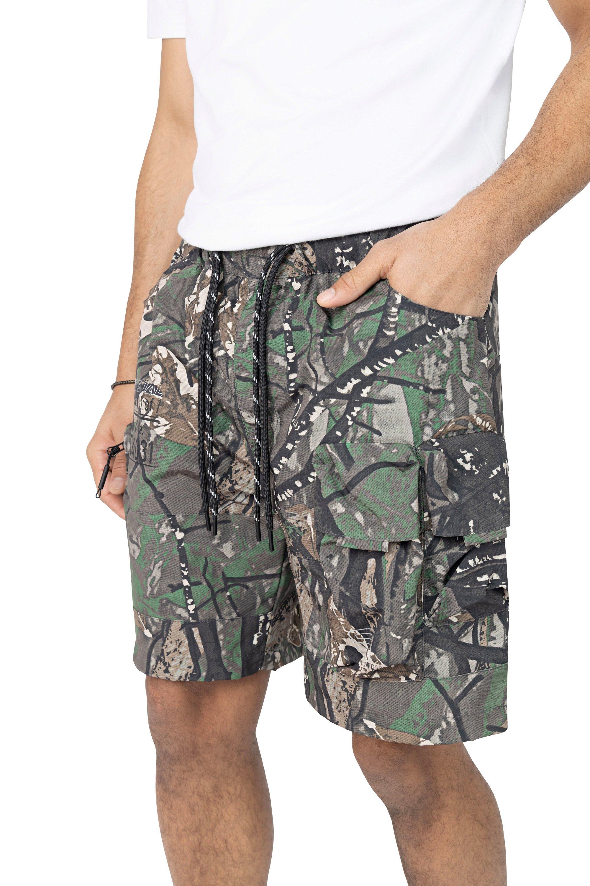 Smoke Rise Men's Utility Cargo Nylon Short - Tree Camo - OLIVE Thumbnail View 4