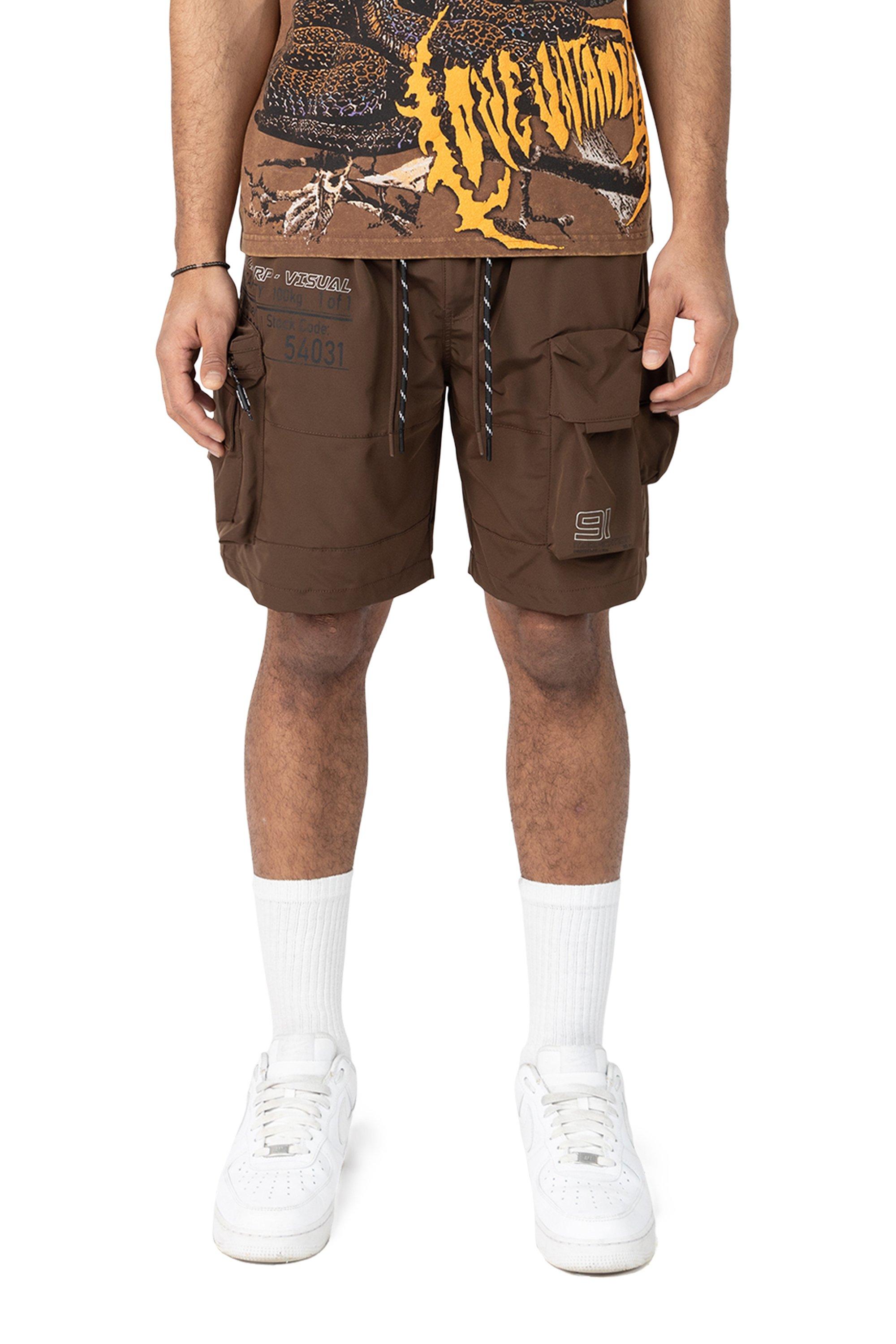 Smoke Rise Men's Utility Cargo Nylon Short - Bison - BROWN Thumbnail View 1