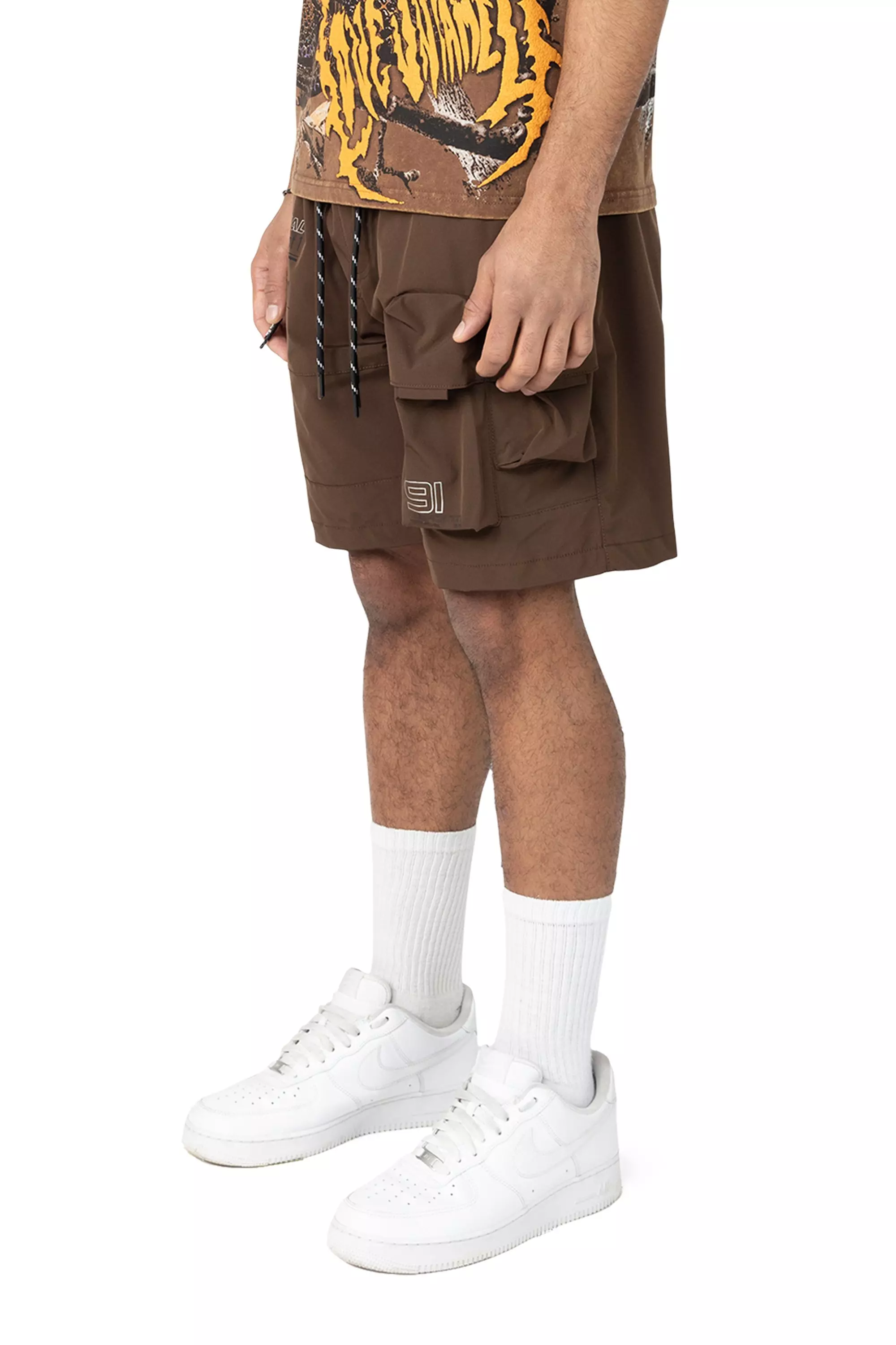 Smoke Rise Men's Utility Cargo Nylon Short - Bison - BROWN