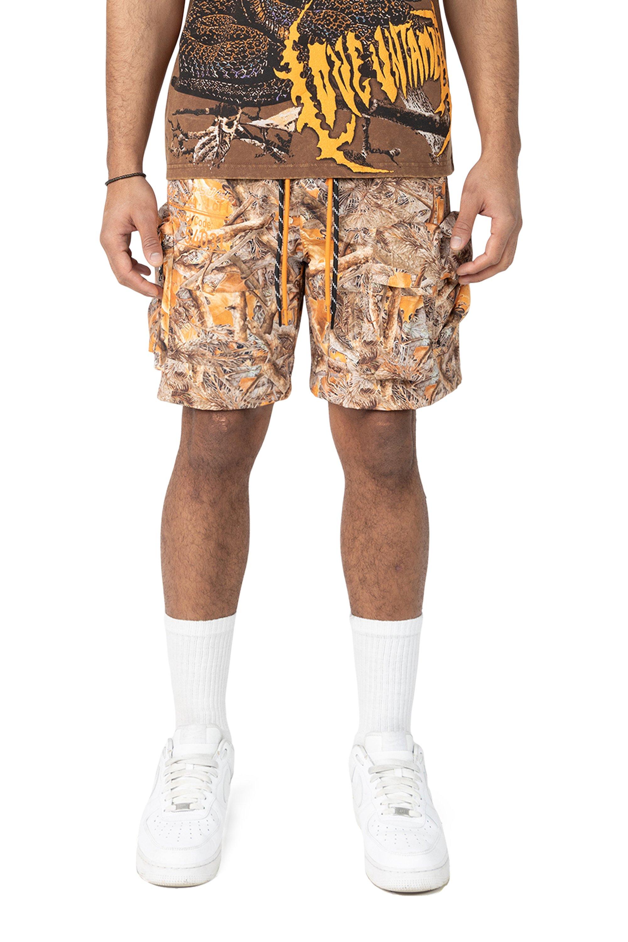 Smoke Rise Men's Utility Cargo Nylon Shorts - Amber - ORANGE Thumbnail View 1