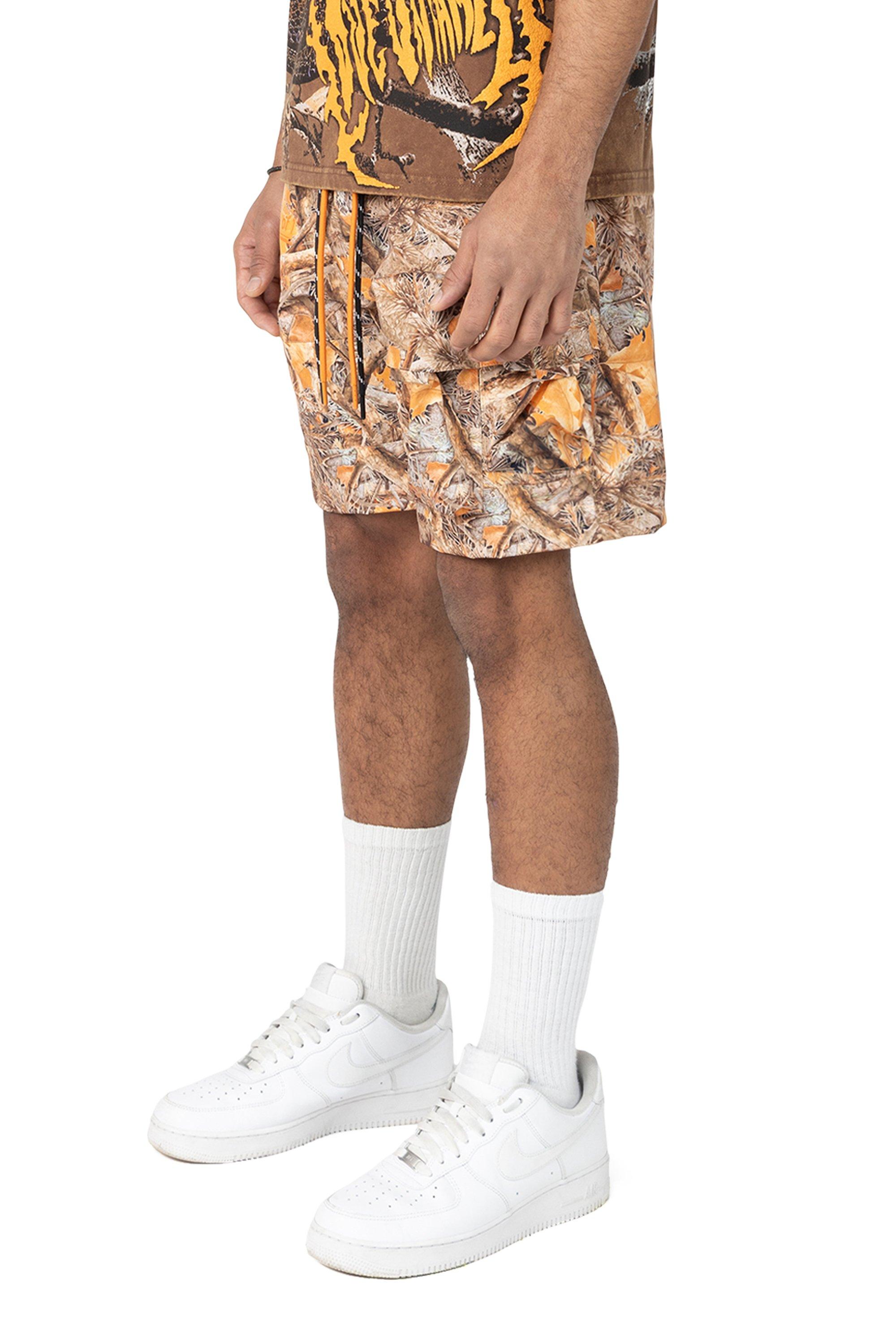 Smoke Rise Men's Utility Cargo Nylon Shorts - Amber - ORANGE Thumbnail View 3