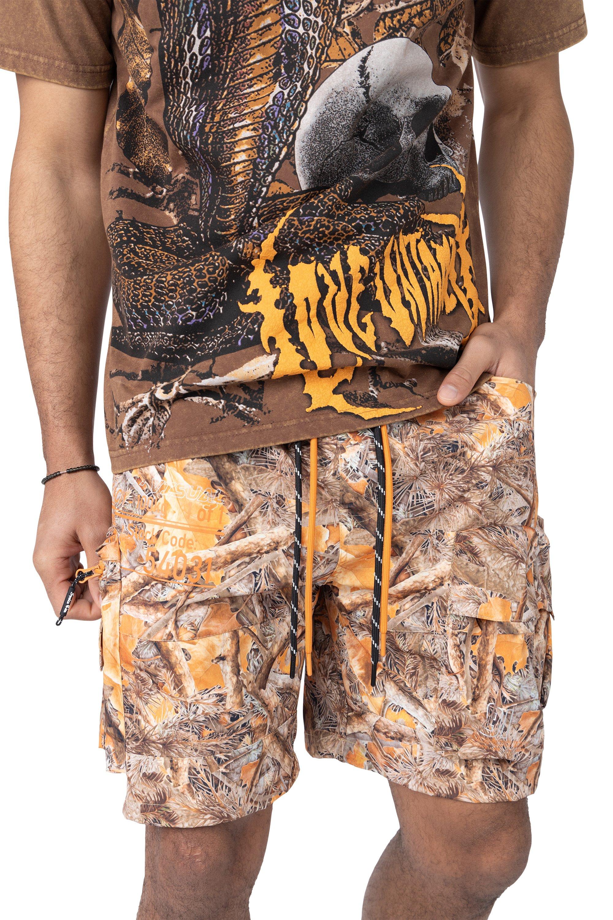 Smoke Rise Men's Utility Cargo Nylon Shorts - Amber - ORANGE Thumbnail View 4