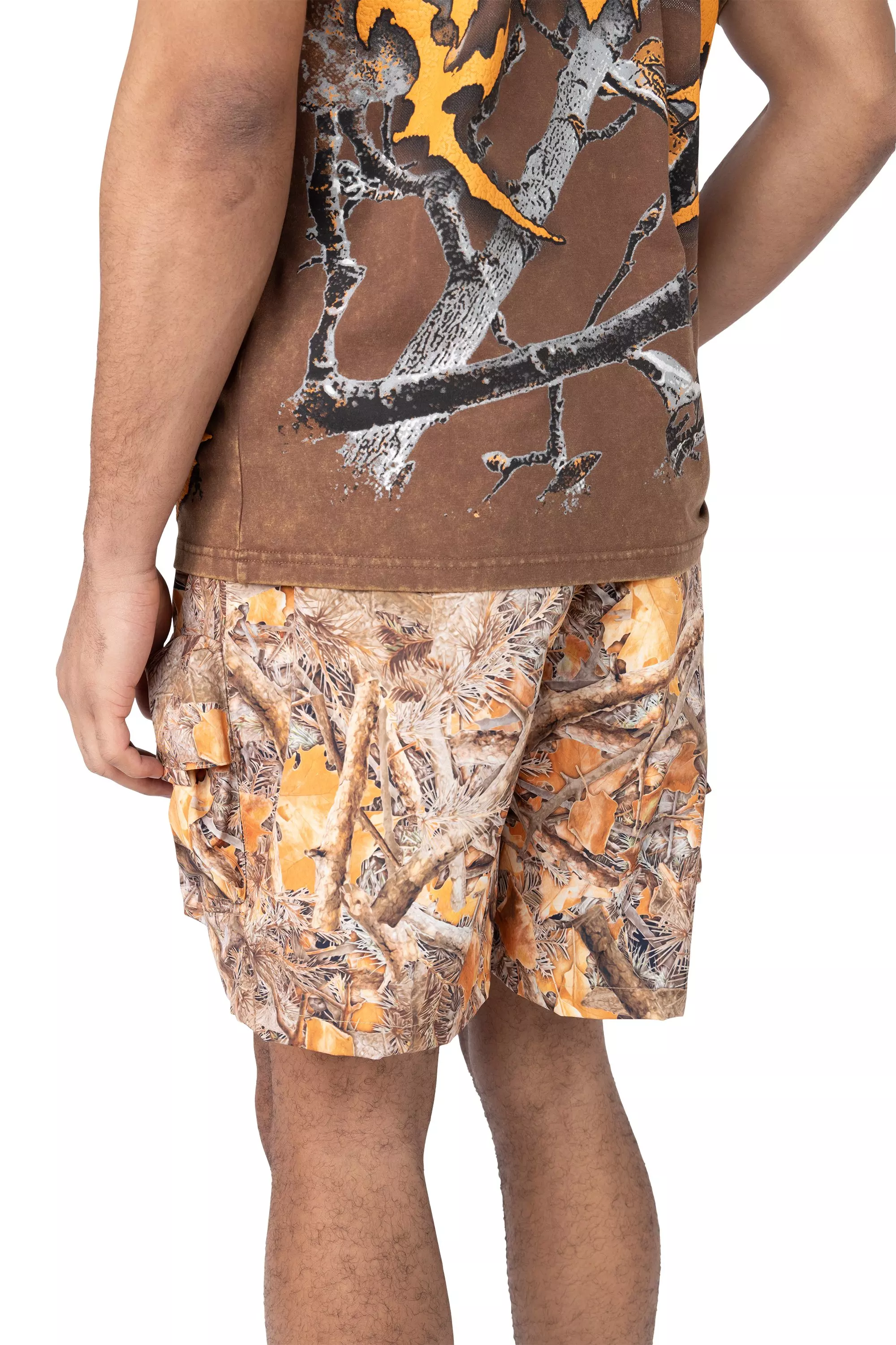 Smoke Rise Men's Utility Cargo Nylon Shorts - Amber - ORANGE