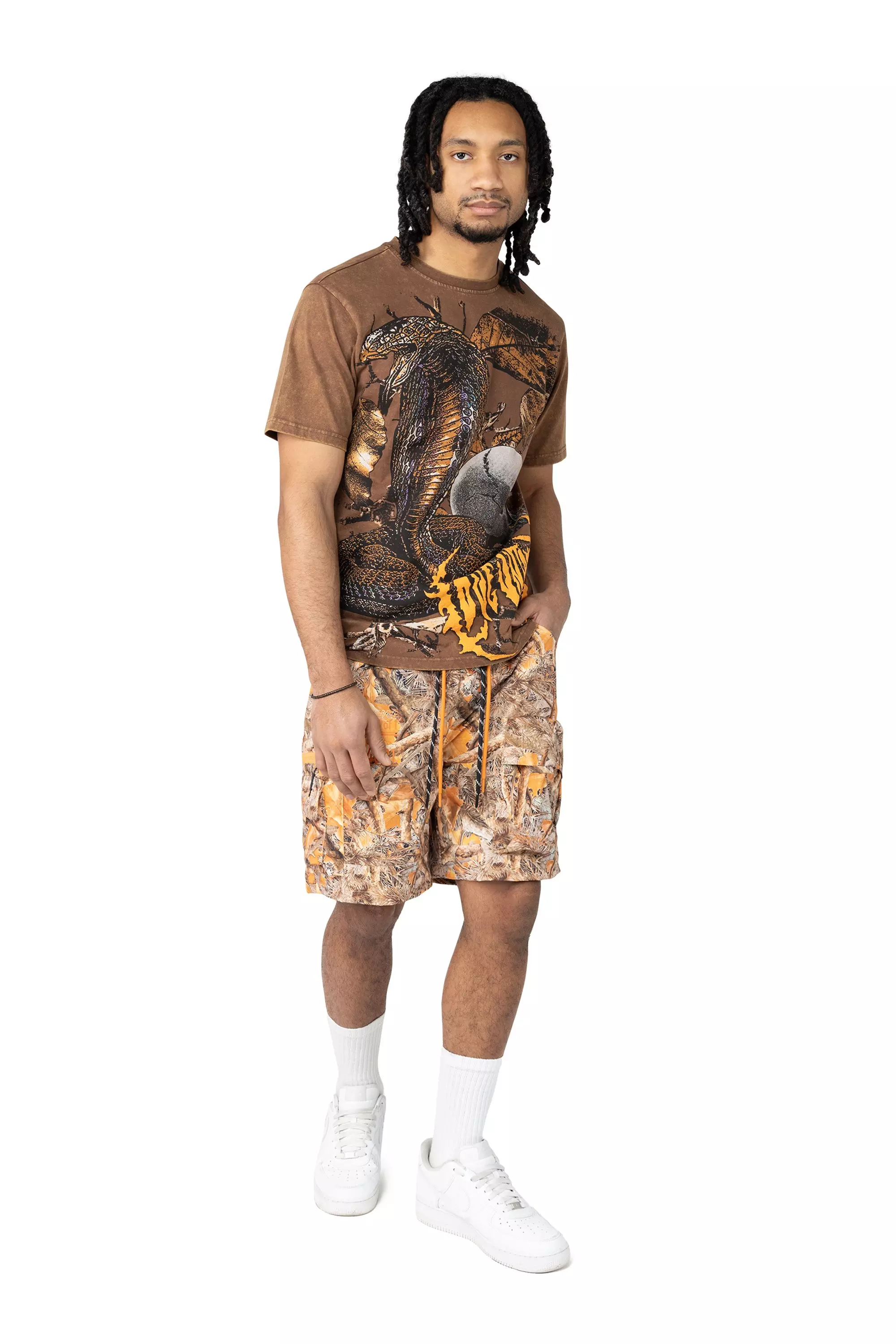 Smoke Rise Men's Utility Cargo Nylon Shorts - Amber - ORANGE