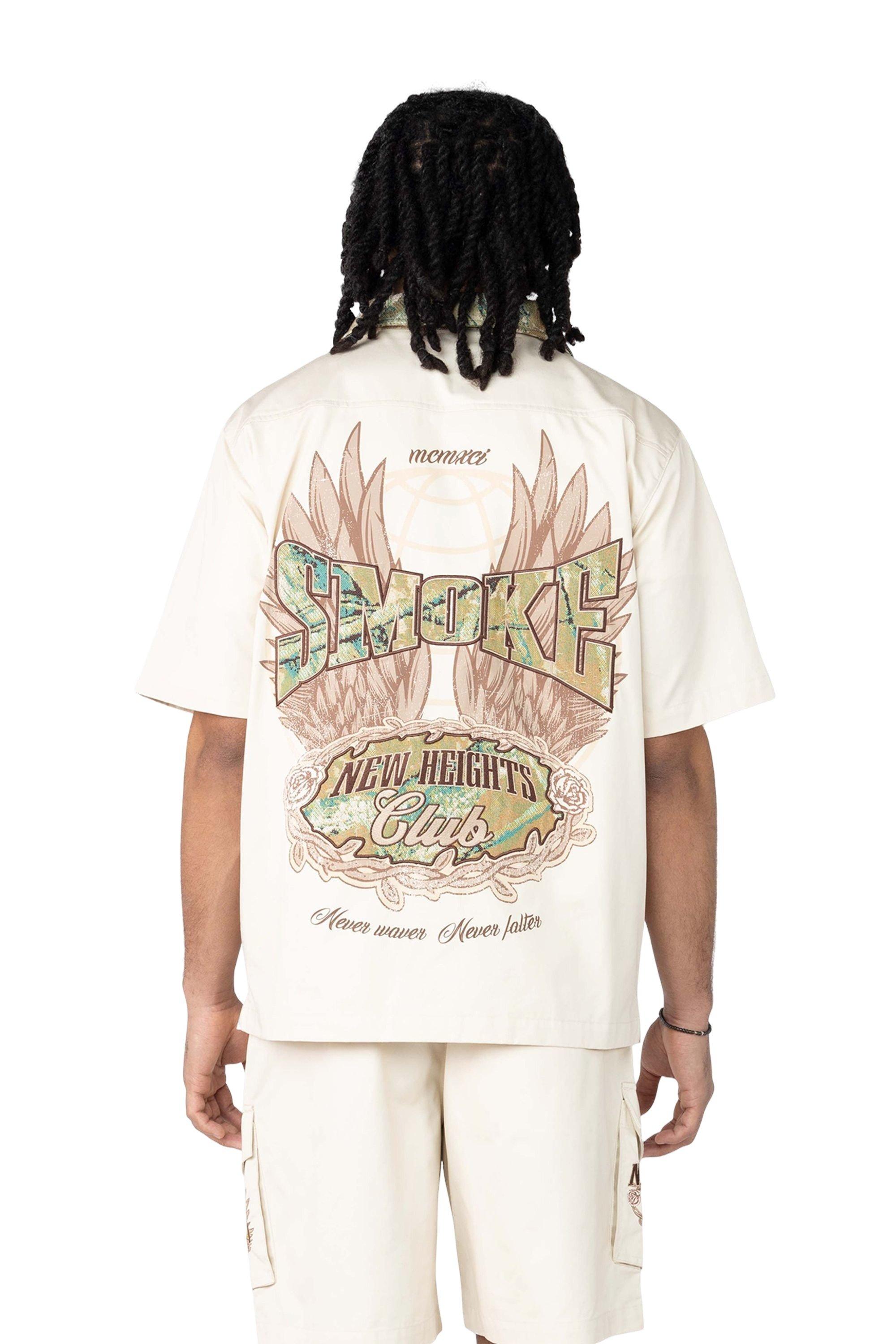 Smoke Rise Men's Boxy Tapestry Camo Shirt - Ecru - CREAM Thumbnail View 2